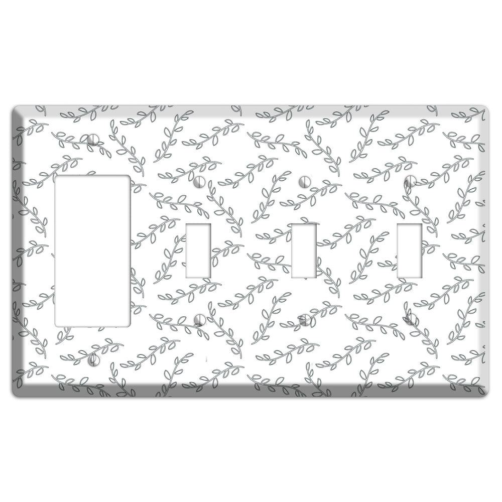 Leaves Style CC Rocker / 3 Toggle Wallplate