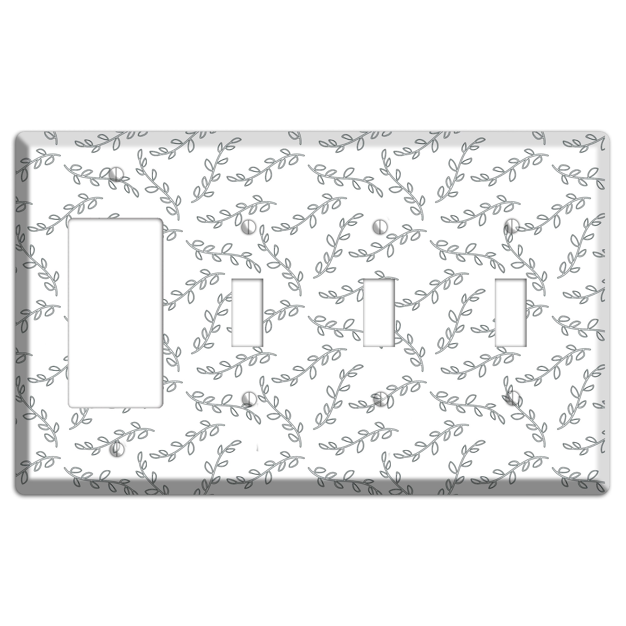 Leaves Style CC Rocker / 3 Toggle Wallplate