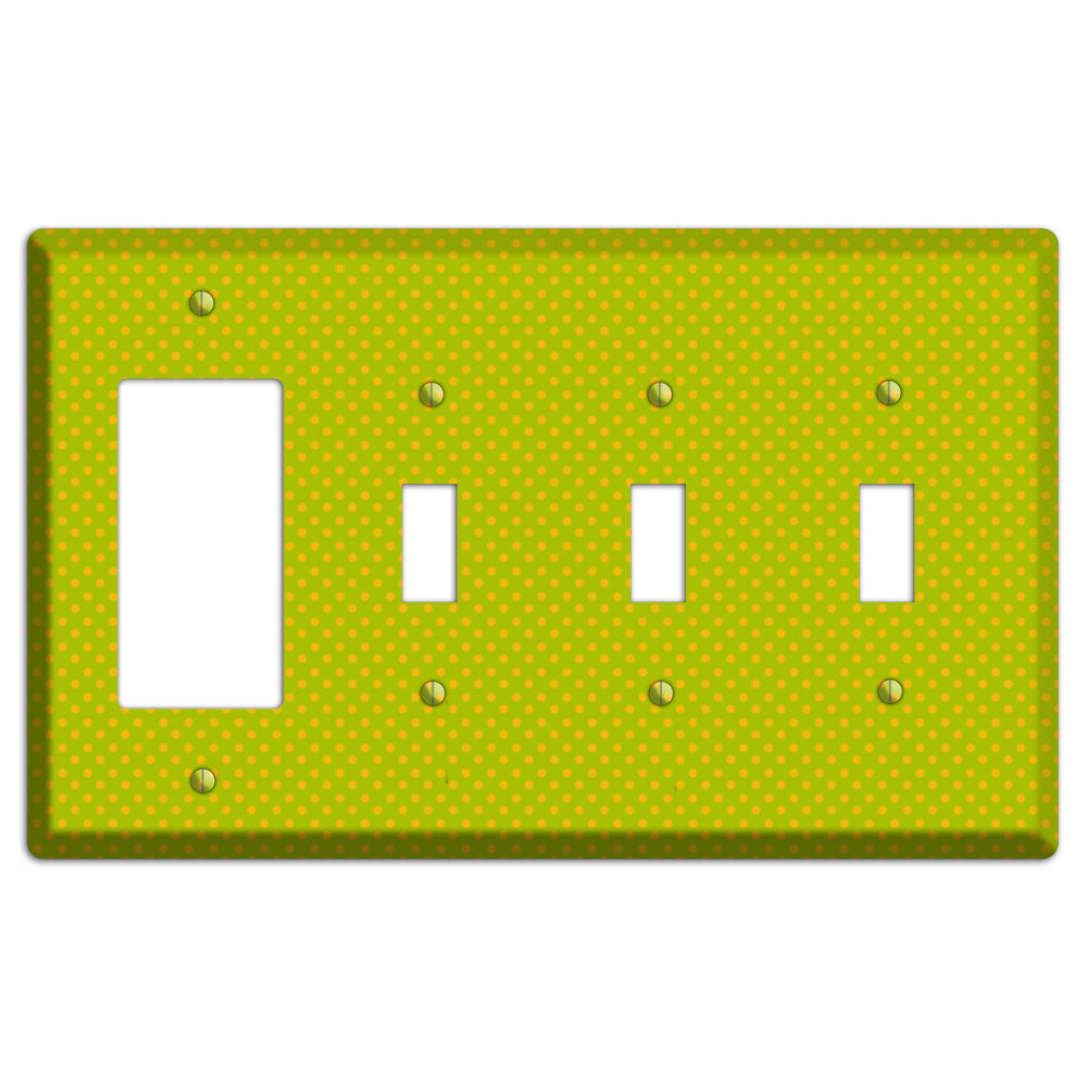 Multi Lime Tiny Polka Dots Rocker / 3 Toggle Wallplate