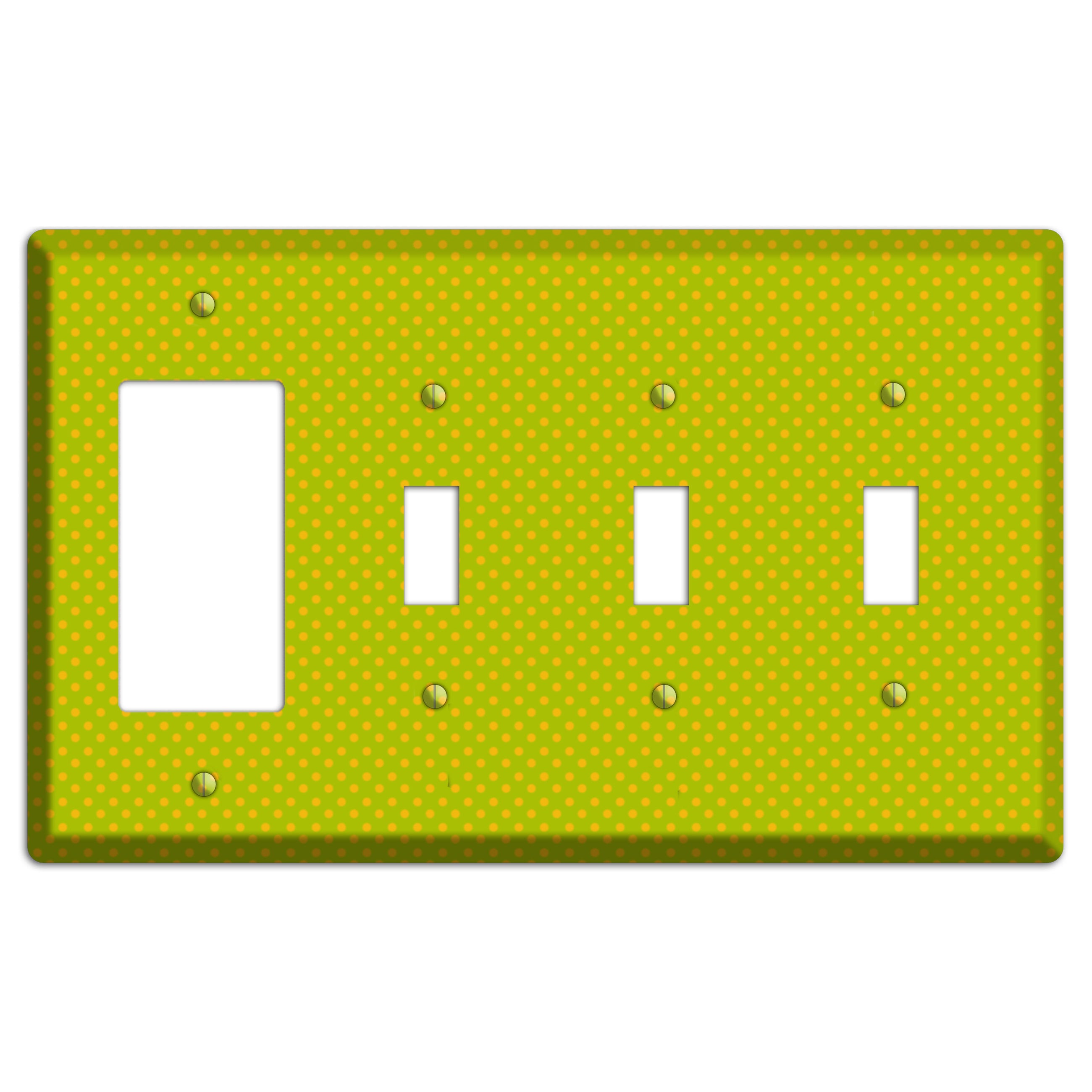 Multi Lime Tiny Polka Dots Rocker / 3 Toggle Wallplate