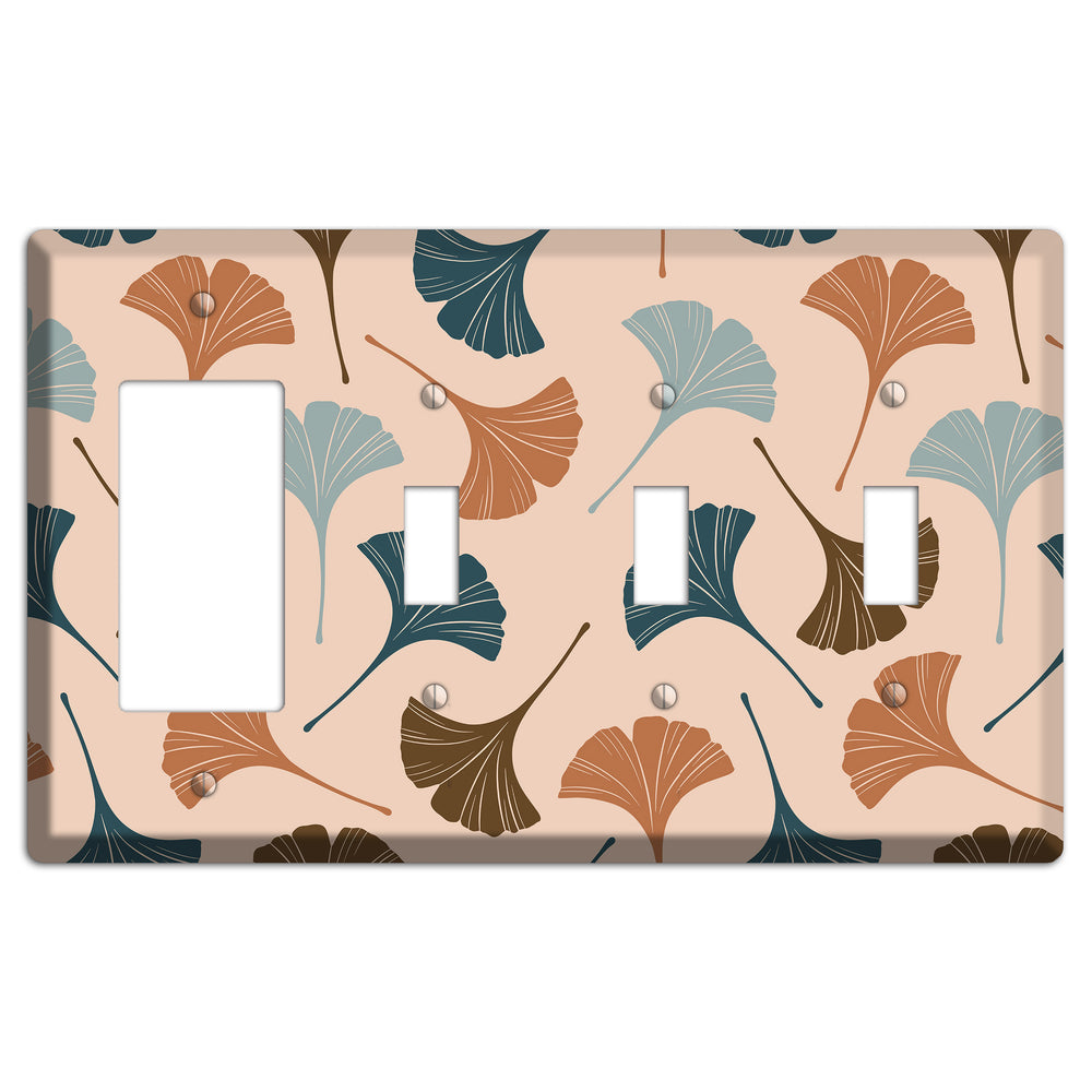Blush Ginkgo Leaves Rocker / 3 Toggle Wallplate