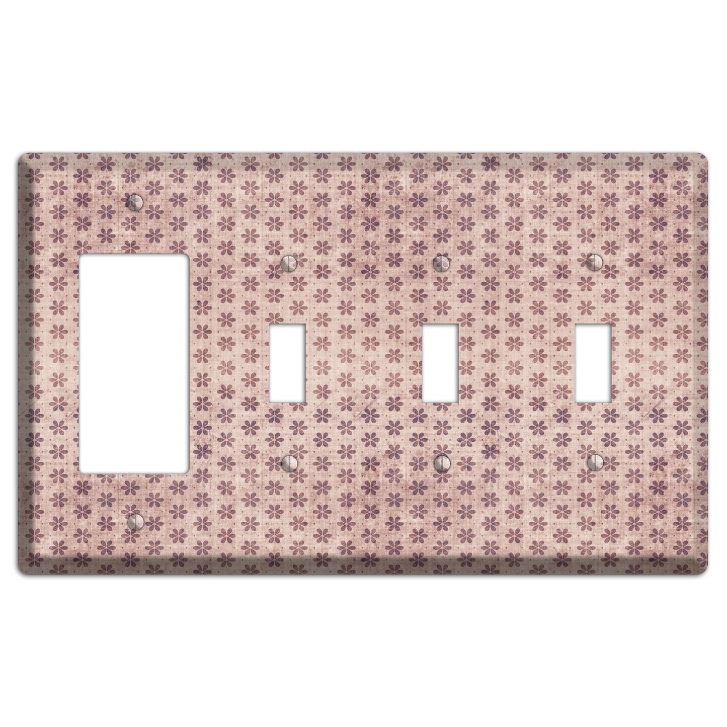 Dusty Pink Grunge Floral Contour Rocker / 3 Toggle Wallplate