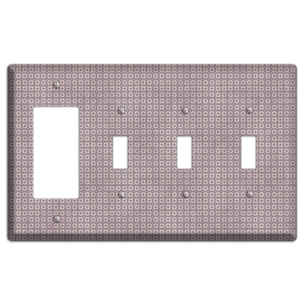 Multi Dusty Mauve Arabesque Rocker / 3 Toggle Wallplate