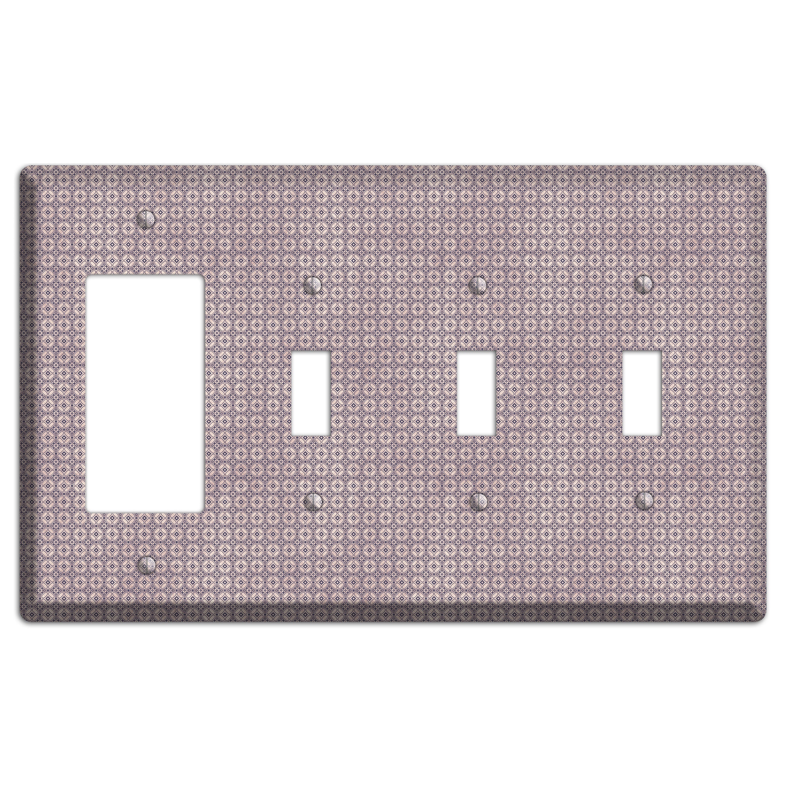 Multi Dusty Mauve Arabesque Rocker / 3 Toggle Wallplate