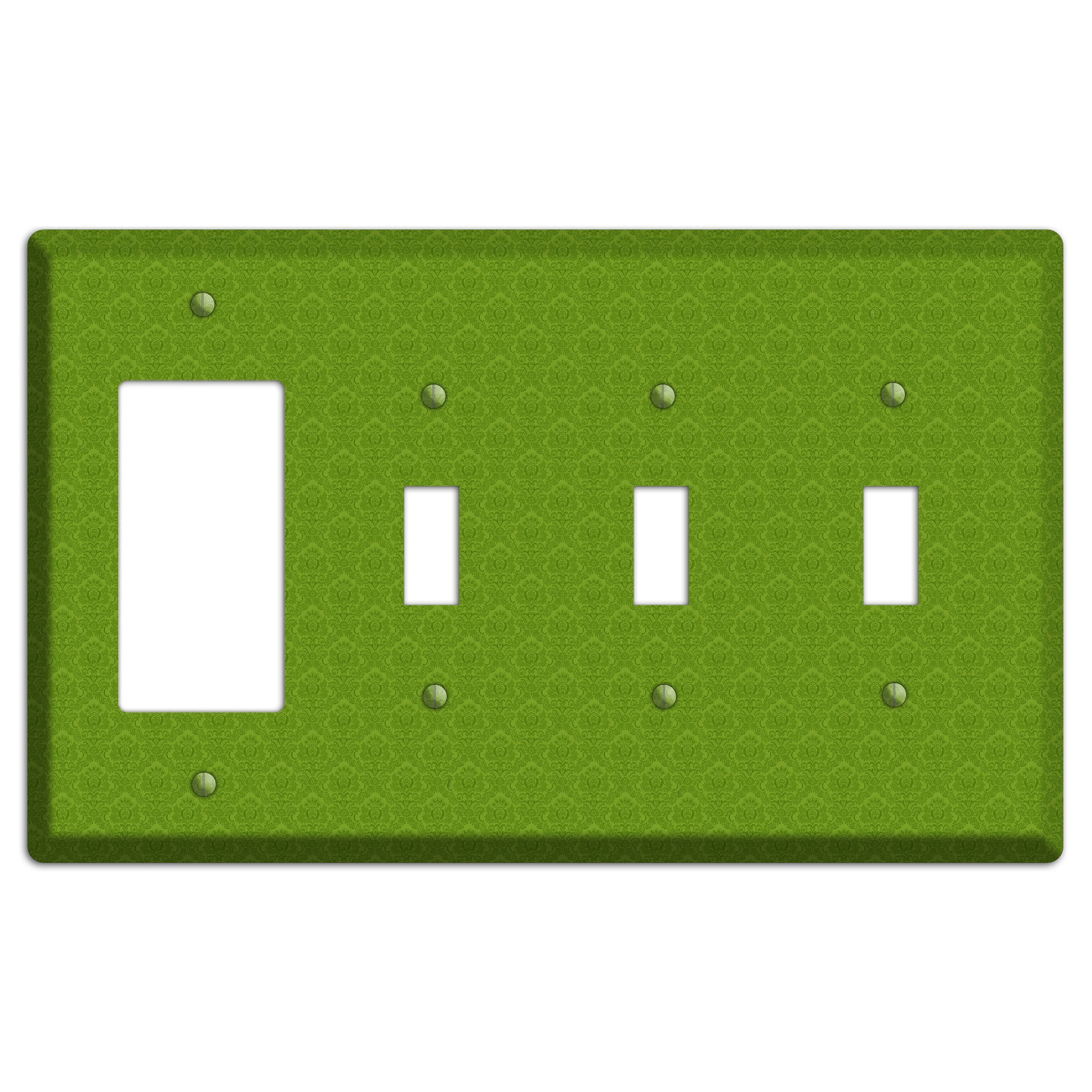 Green Cartouche Rocker / 3 Toggle Wallplate