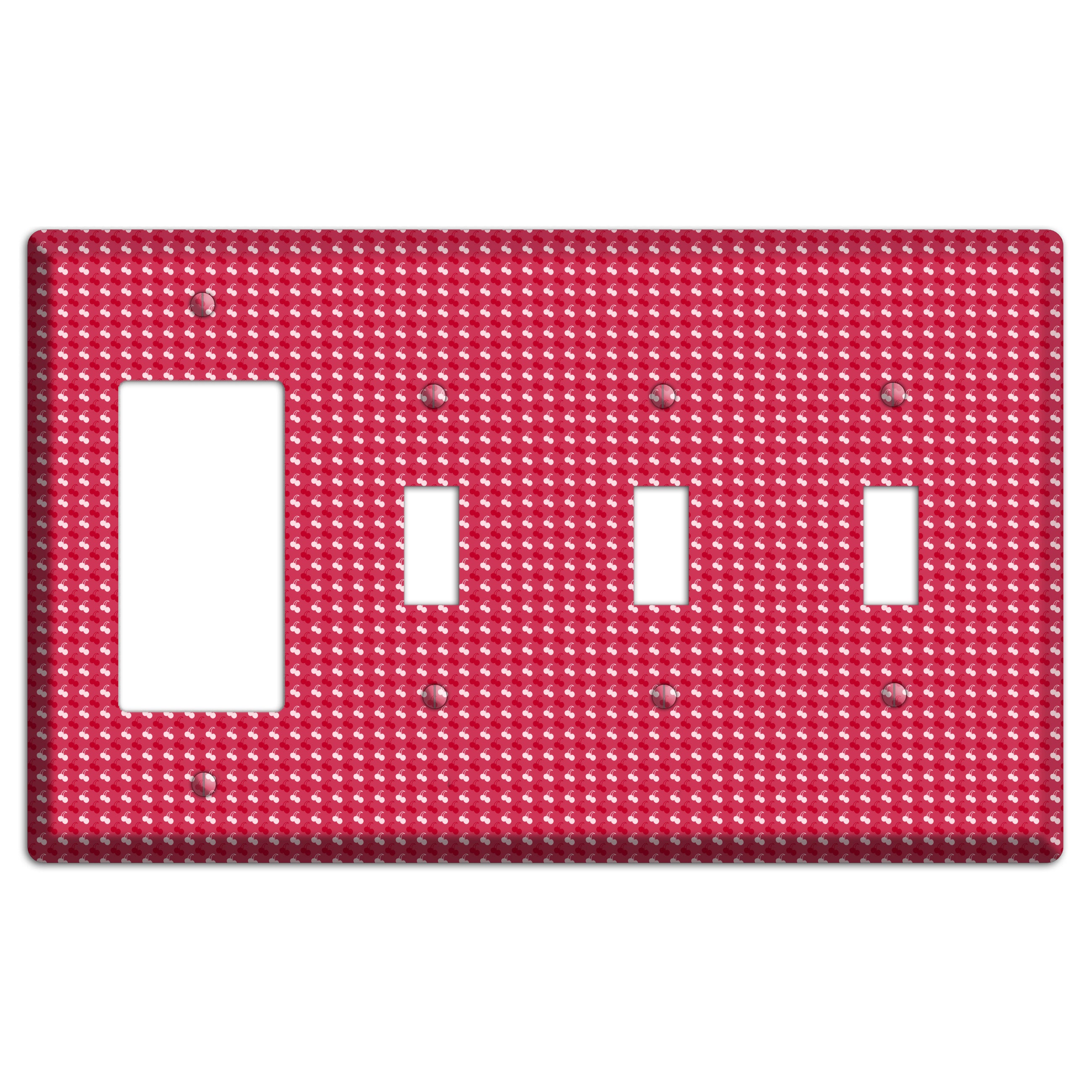 Red with White Motif Rocker / 3 Toggle Wallplate