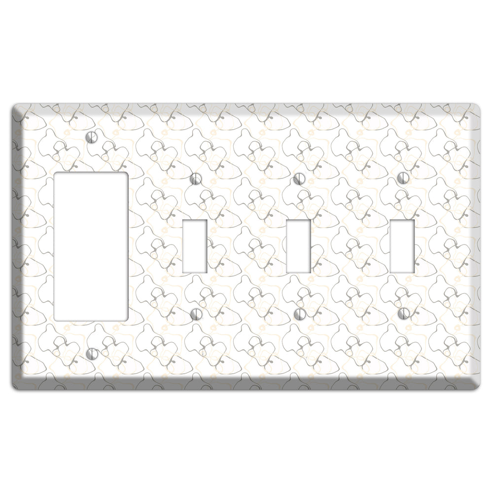 White with Irregular Circles Rocker / 3 Toggle Wallplate