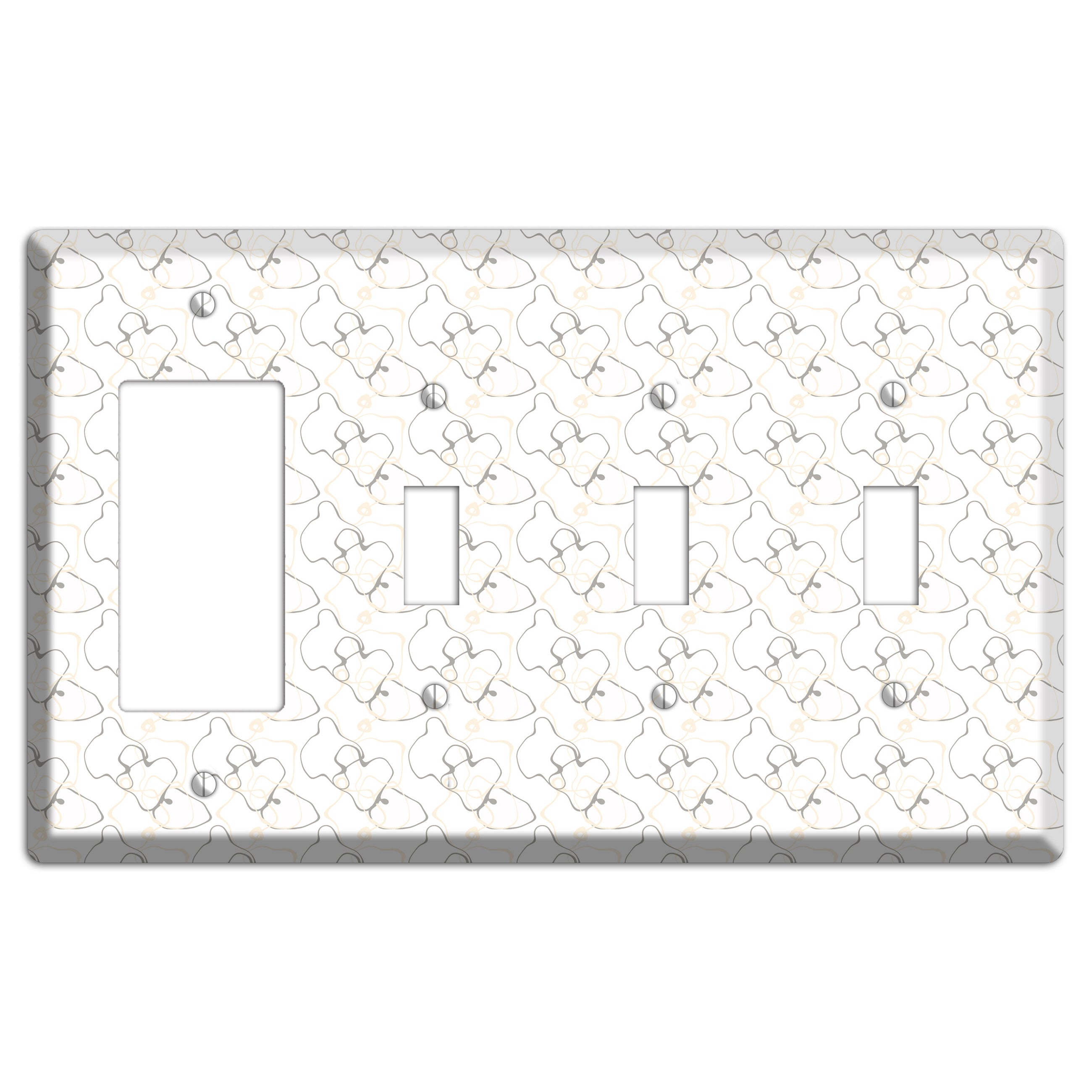 White with Irregular Circles Rocker / 3 Toggle Wallplate