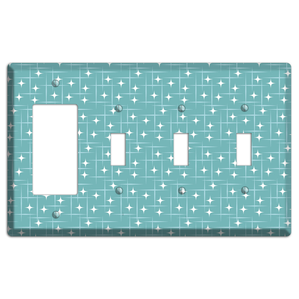 Blue Star Burst Rocker / 3 Toggle Wallplate