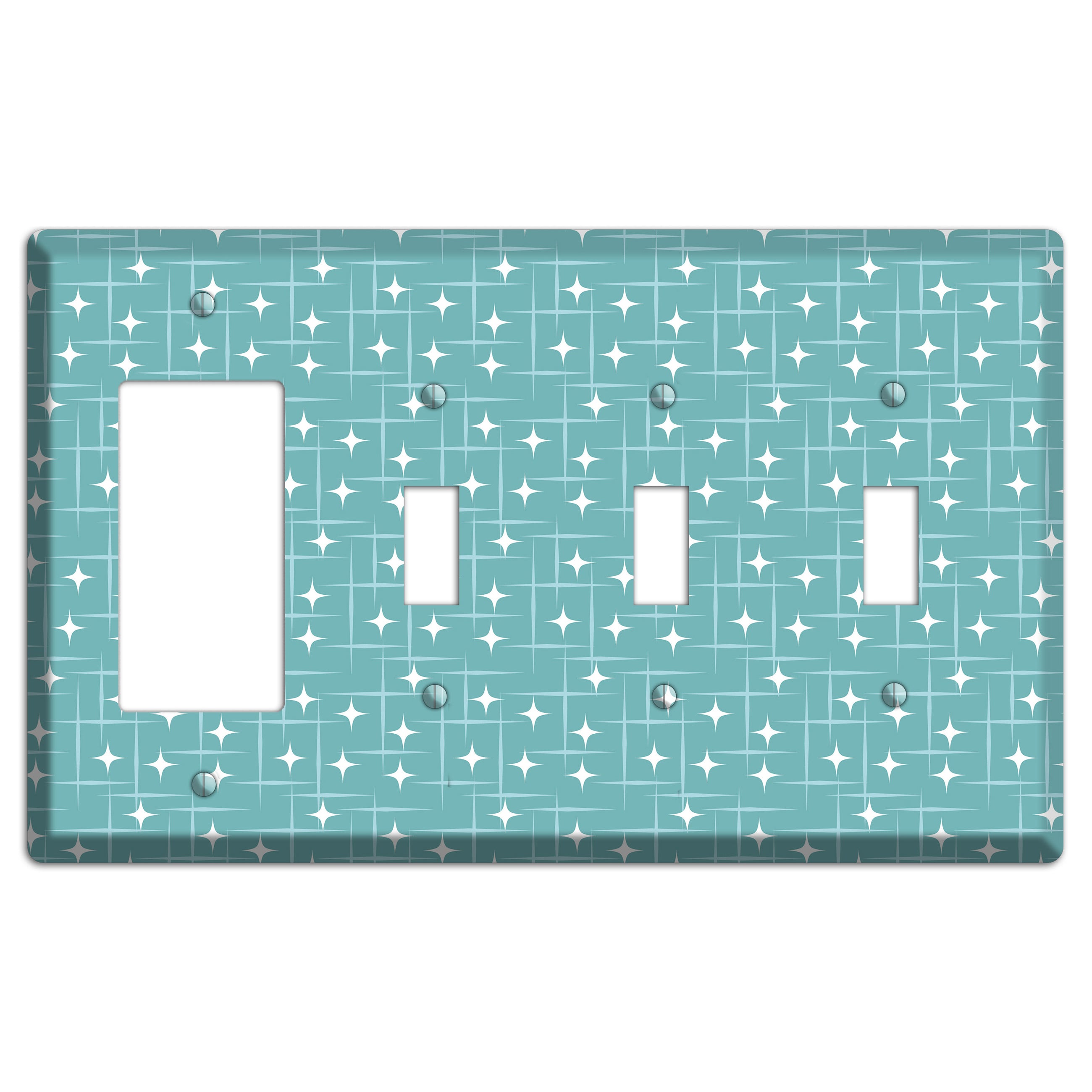 Blue Star Burst Rocker / 3 Toggle Wallplate