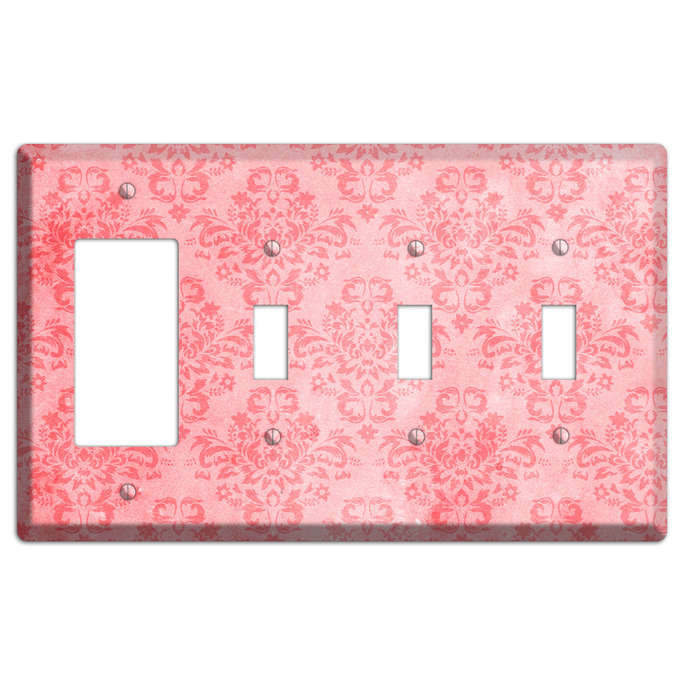 Rose Bud Soft Coral Rocker / 3 Toggle Wallplate