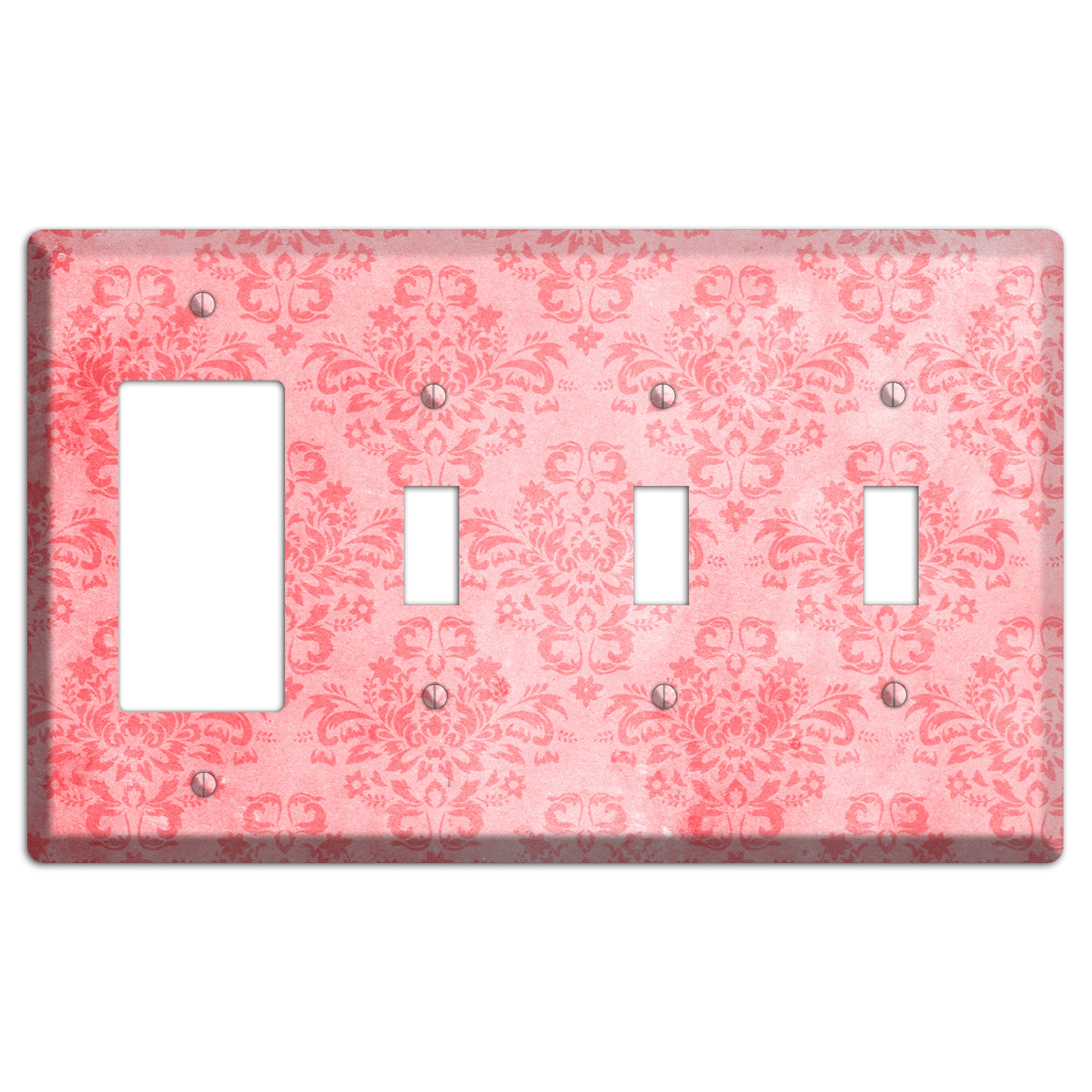Rose Bud Soft Coral Rocker / 3 Toggle Wallplate