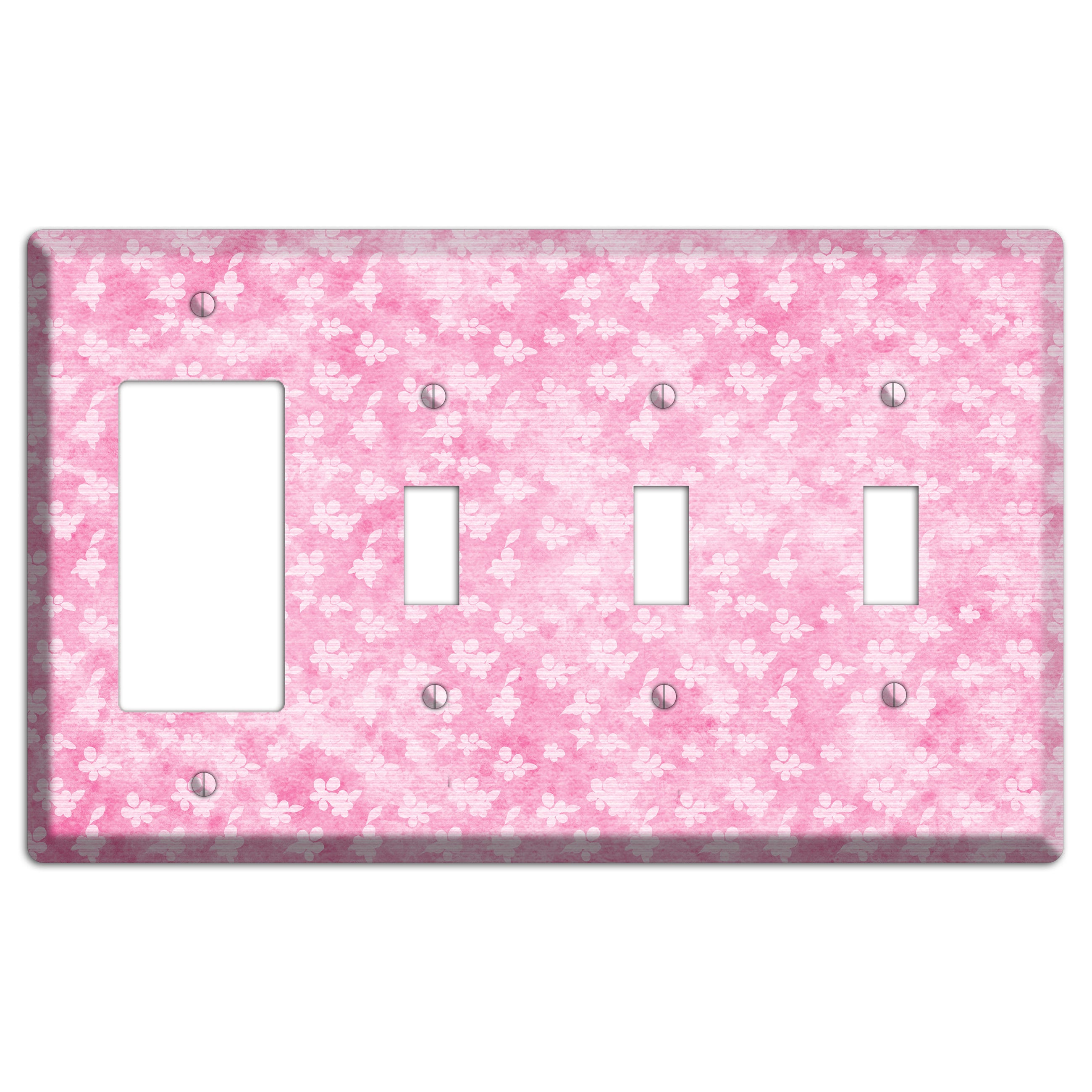 Cupid Pink Texture Rocker / 3 Toggle Wallplate
