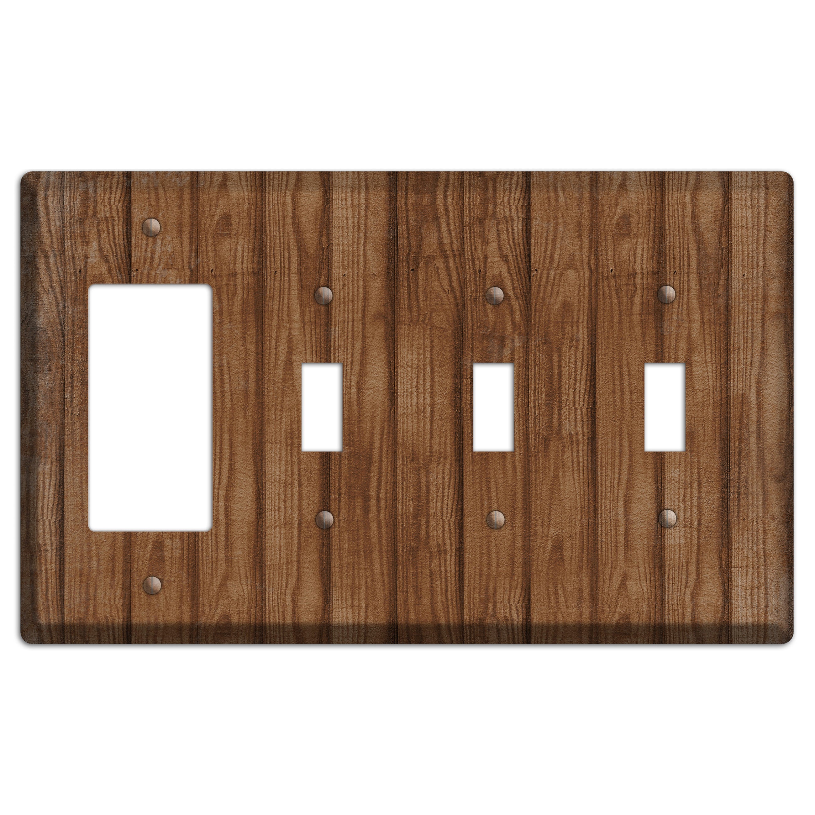 Old Copper Weathered Wood Rocker / 3 Toggle Wallplate