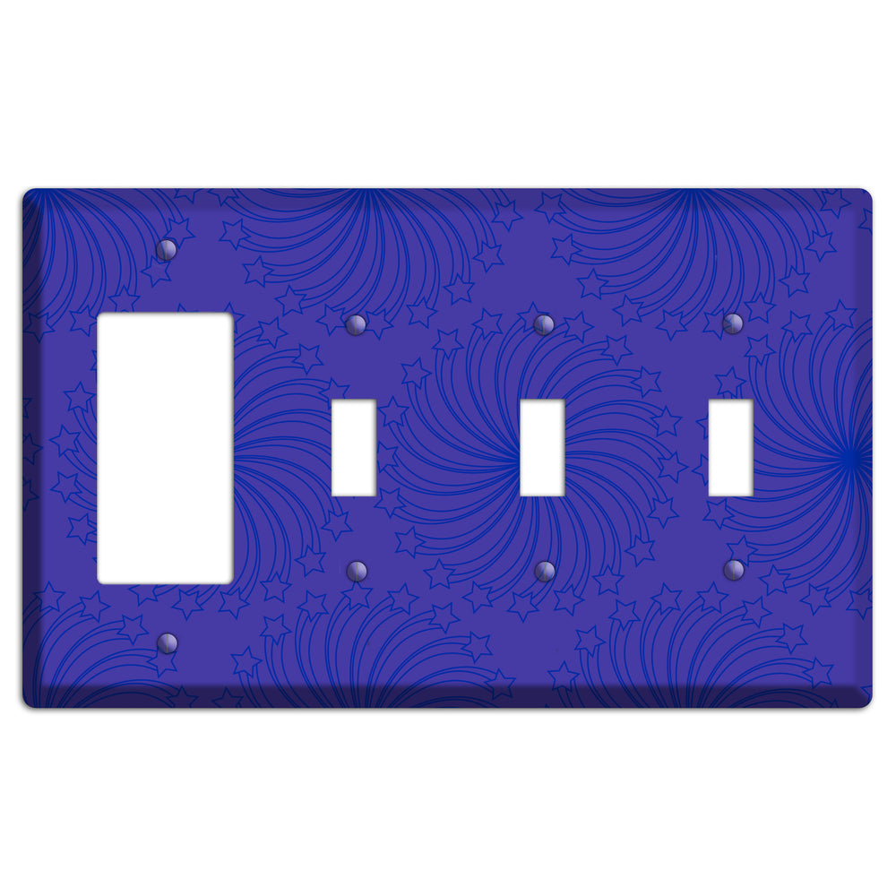 Multi Purple Star Swirl Rocker / 3 Toggle Wallplate