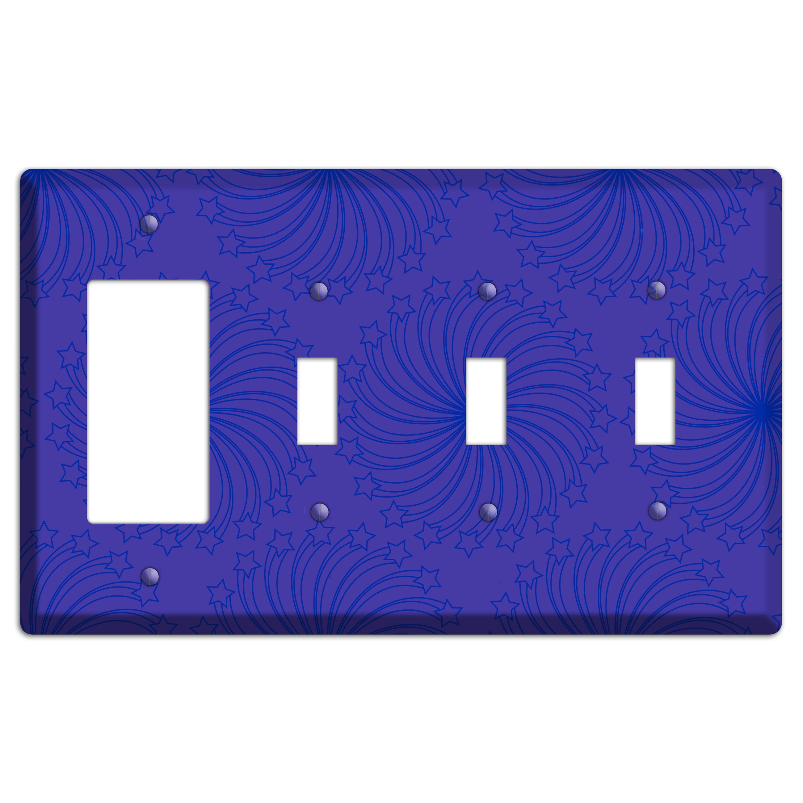 Multi Purple Star Swirl Rocker / 3 Toggle Wallplate