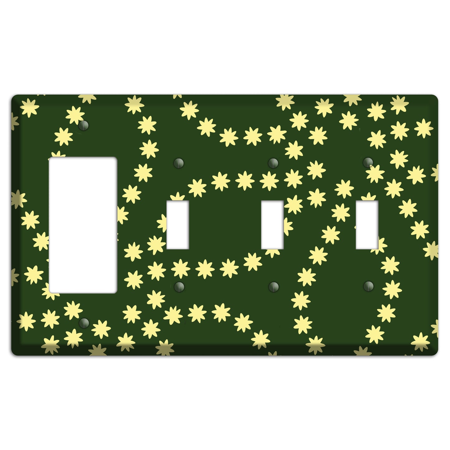 Green with Yellow Constellation Rocker / 3 Toggle Wallplate