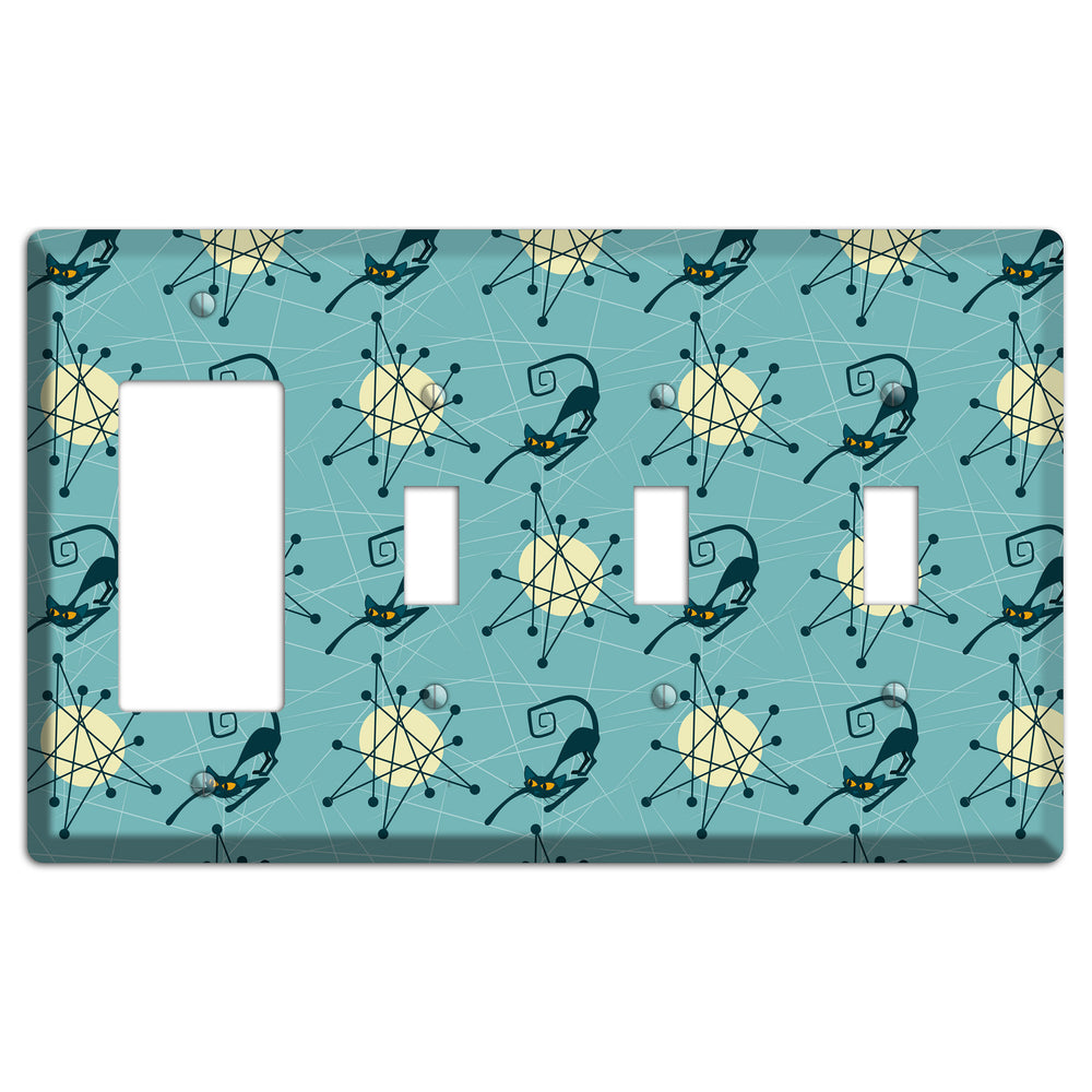 Atomic Black Cats Rocker / 3 Toggle Wallplate