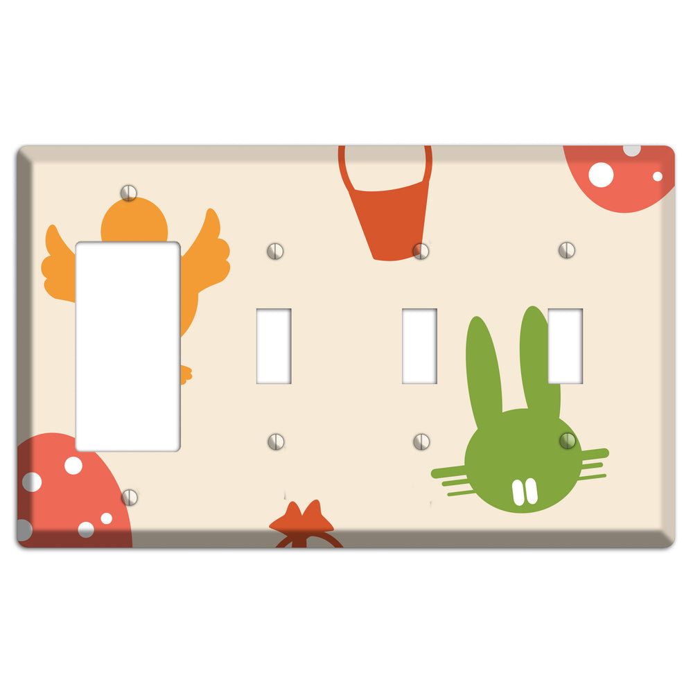 Yellow Chick Rocker / 3 Toggle Wallplate