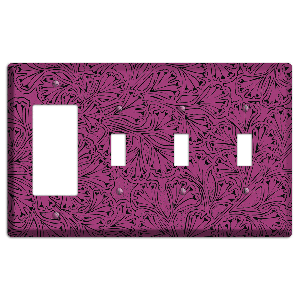 Deco Plum Interlocking Floral Rocker / 3 Toggle Wallplate