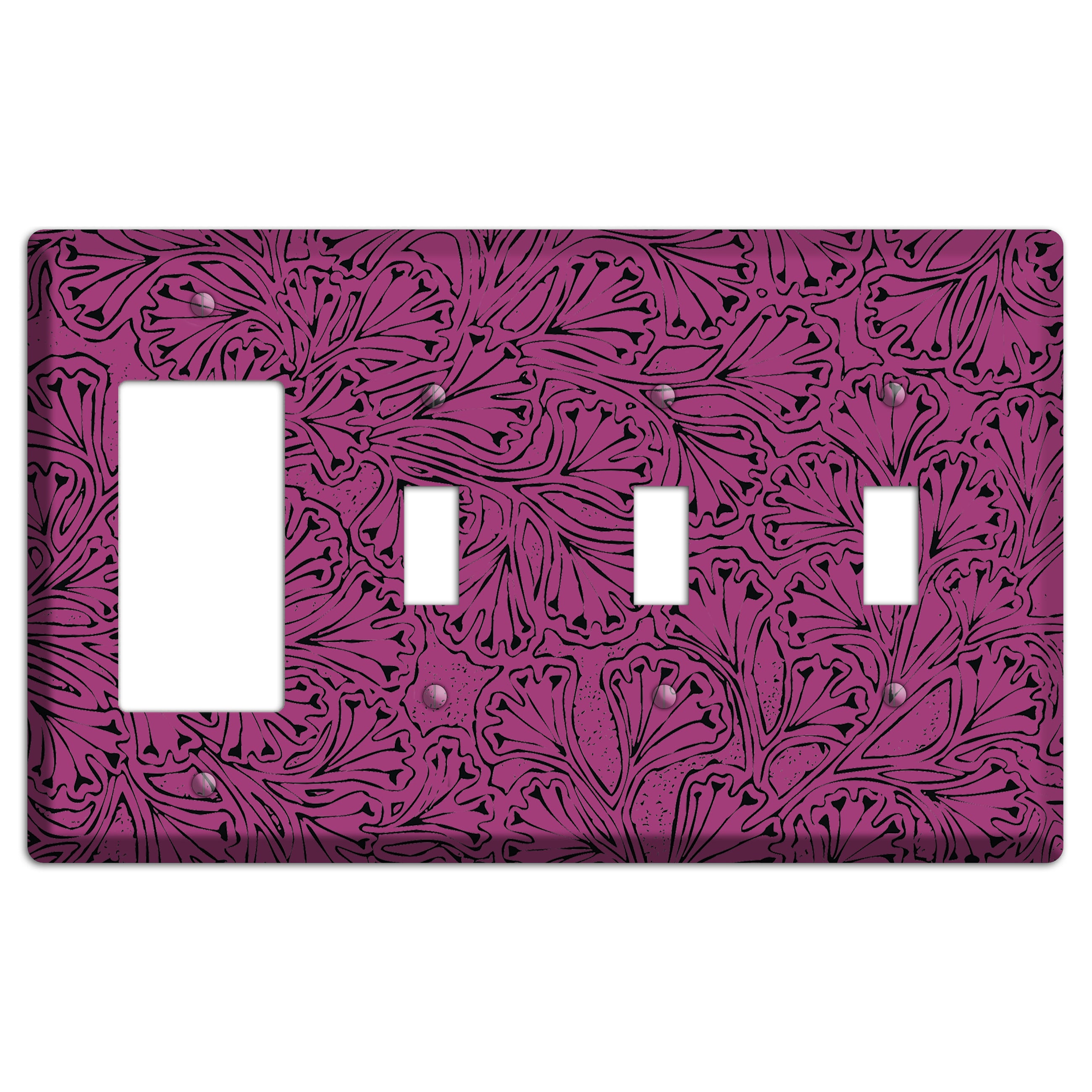 Deco Plum Interlocking Floral Rocker / 3 Toggle Wallplate