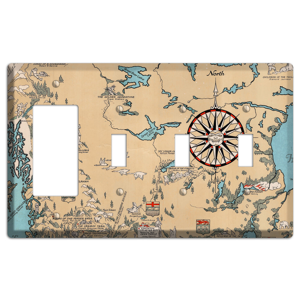 Map of Canada Rocker / 3 Toggle Wallplate