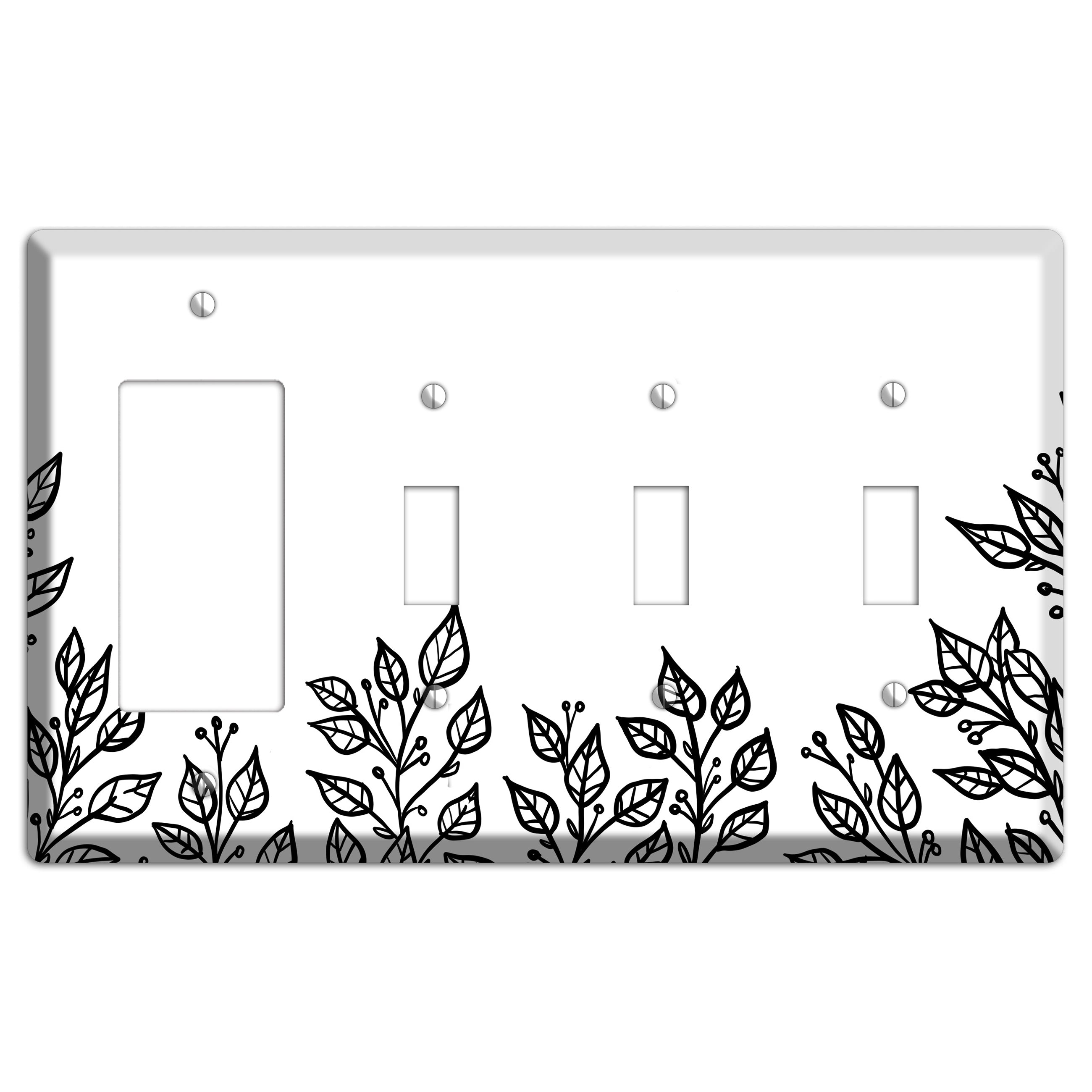 Hand-Drawn Floral 20 Rocker / 3 Toggle Wallplate