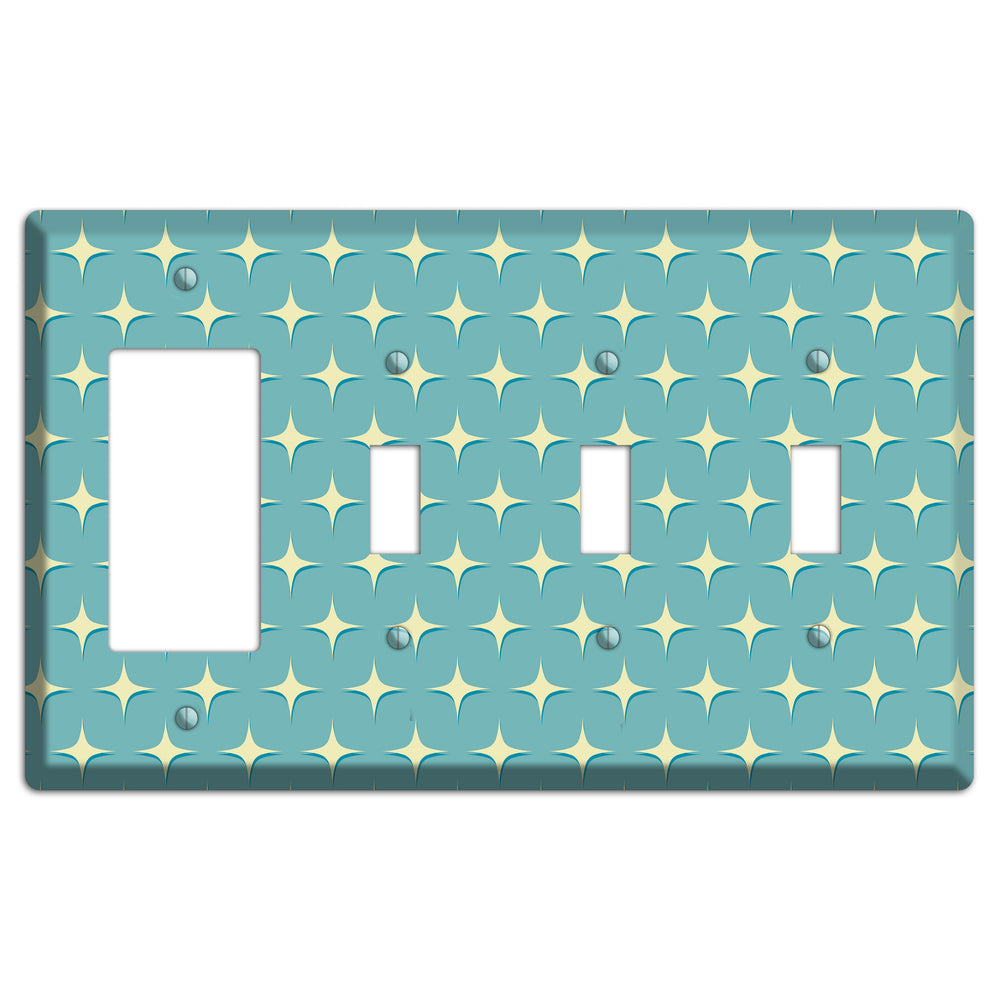 Yellow Atomic Diamond Rocker / 3 Toggle Wallplate