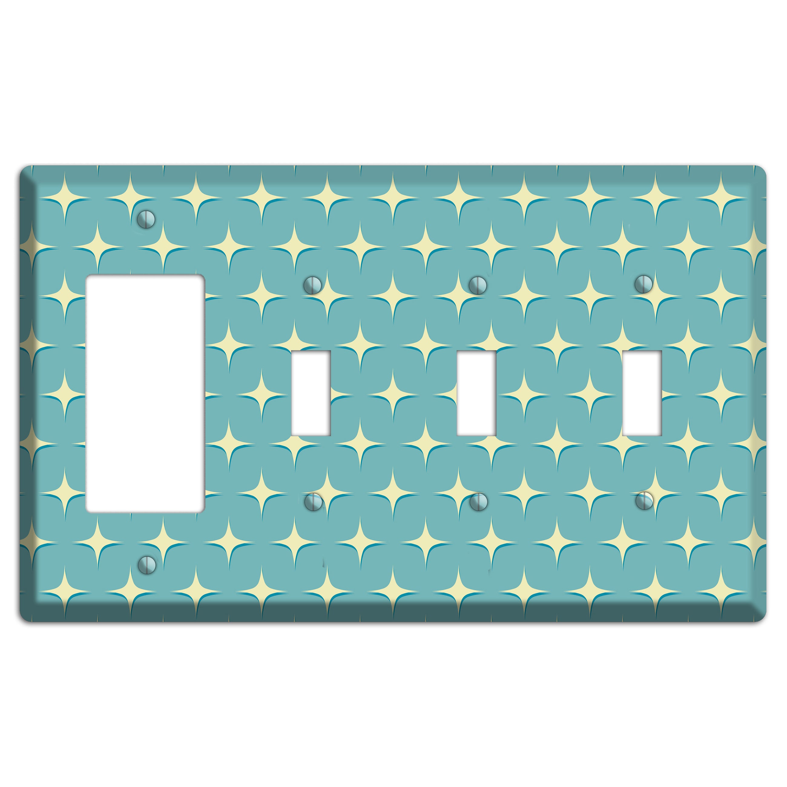 Yellow Atomic Diamond Rocker / 3 Toggle Wallplate