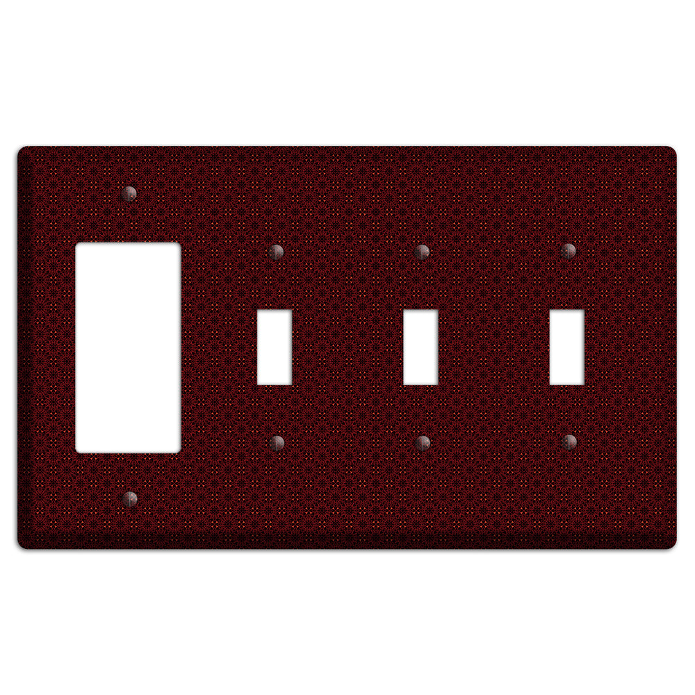 Maroon Checkered Foulard Rocker / 3 Toggle Wallplate