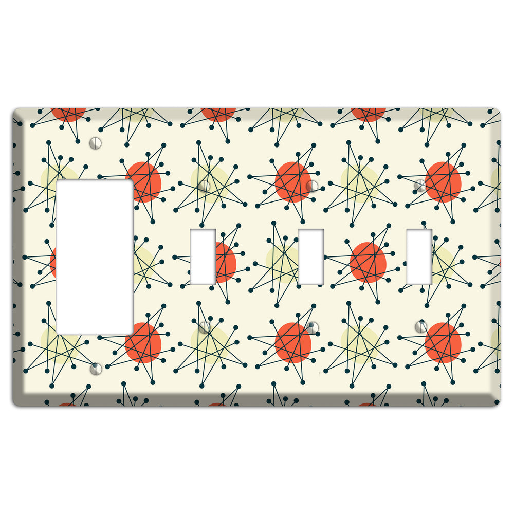 Atomic Star Burst Rocker / 3 Toggle Wallplate