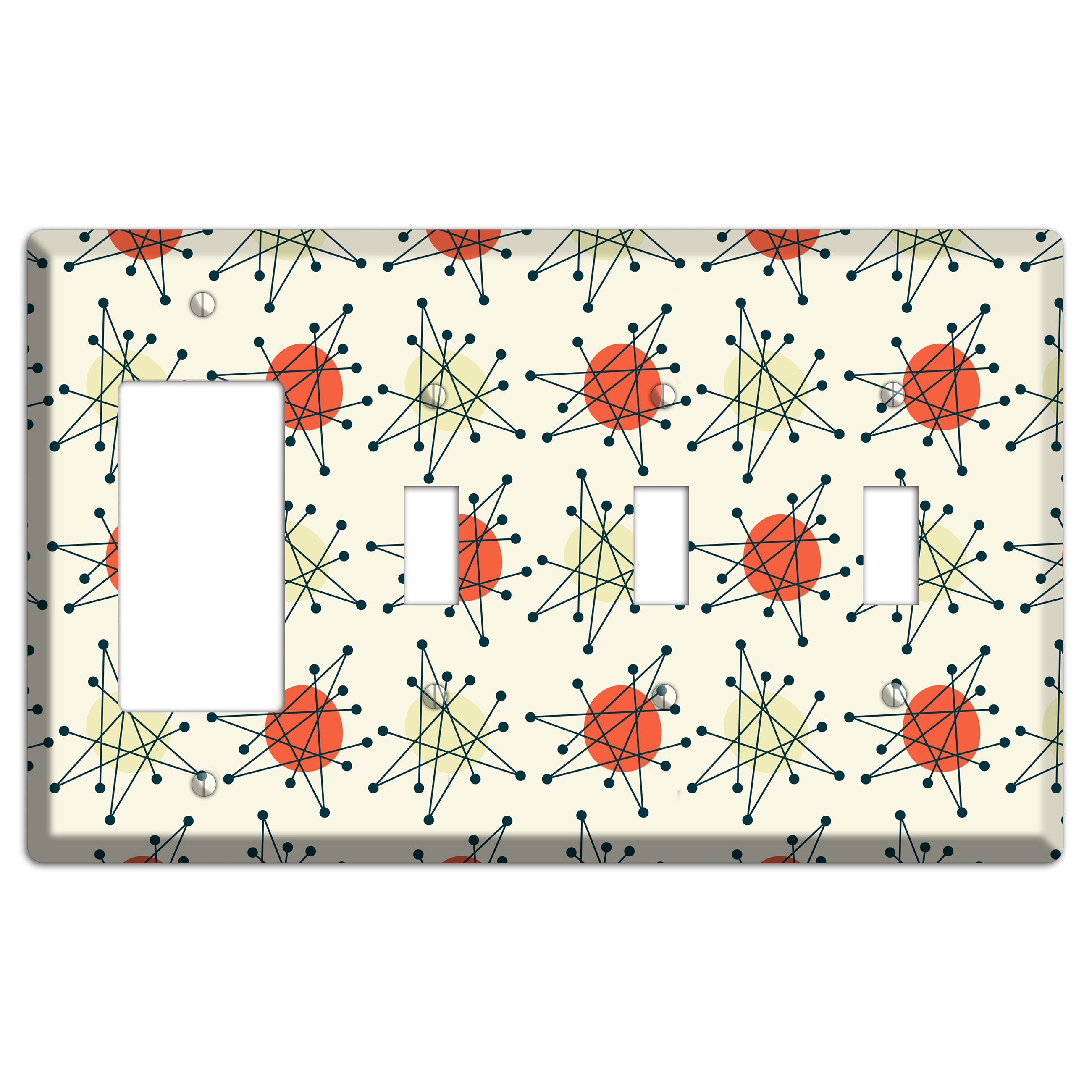 Atomic Star Burst Rocker / 3 Toggle Wallplate
