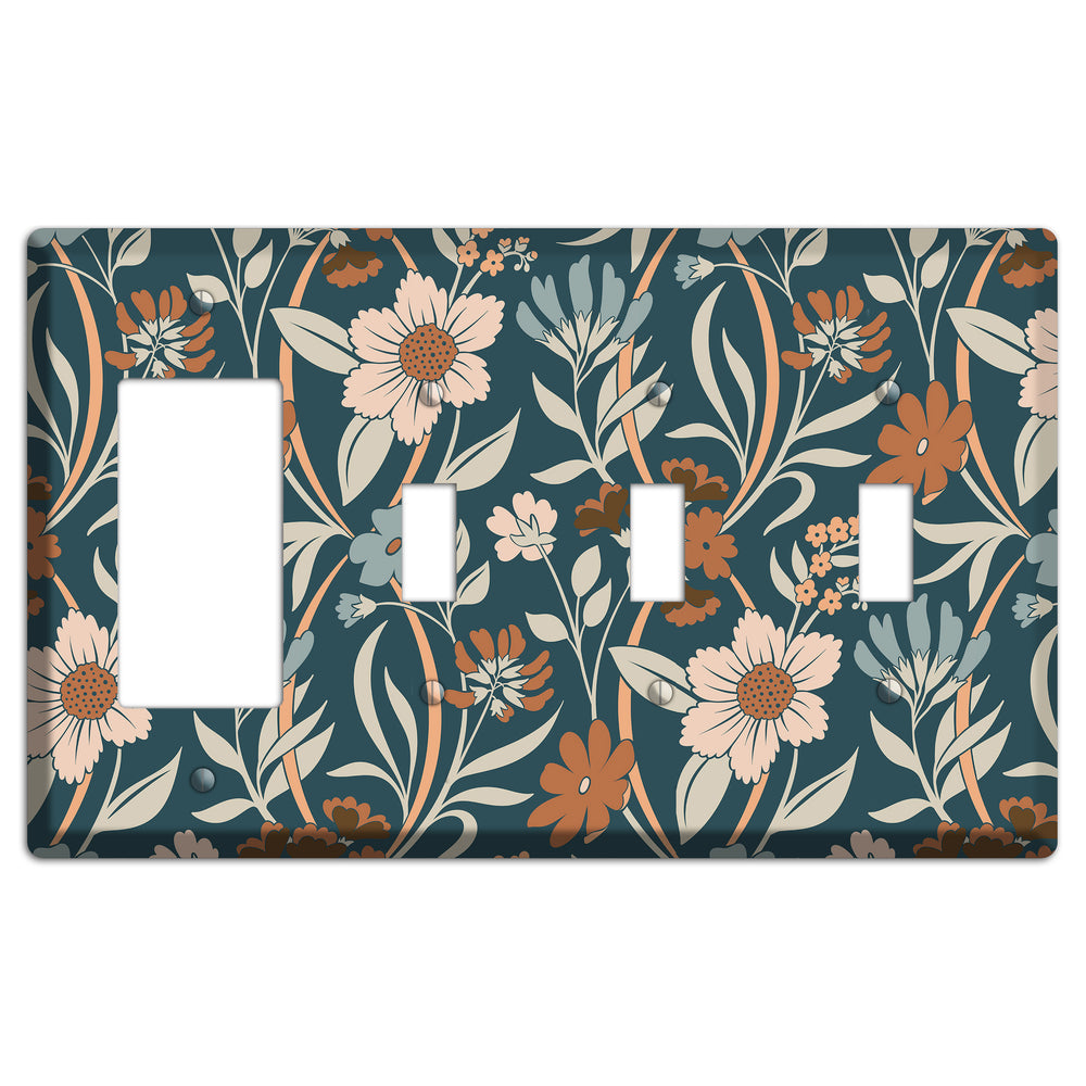 Summer Floral 1 Rocker / 3 Toggle Wallplate