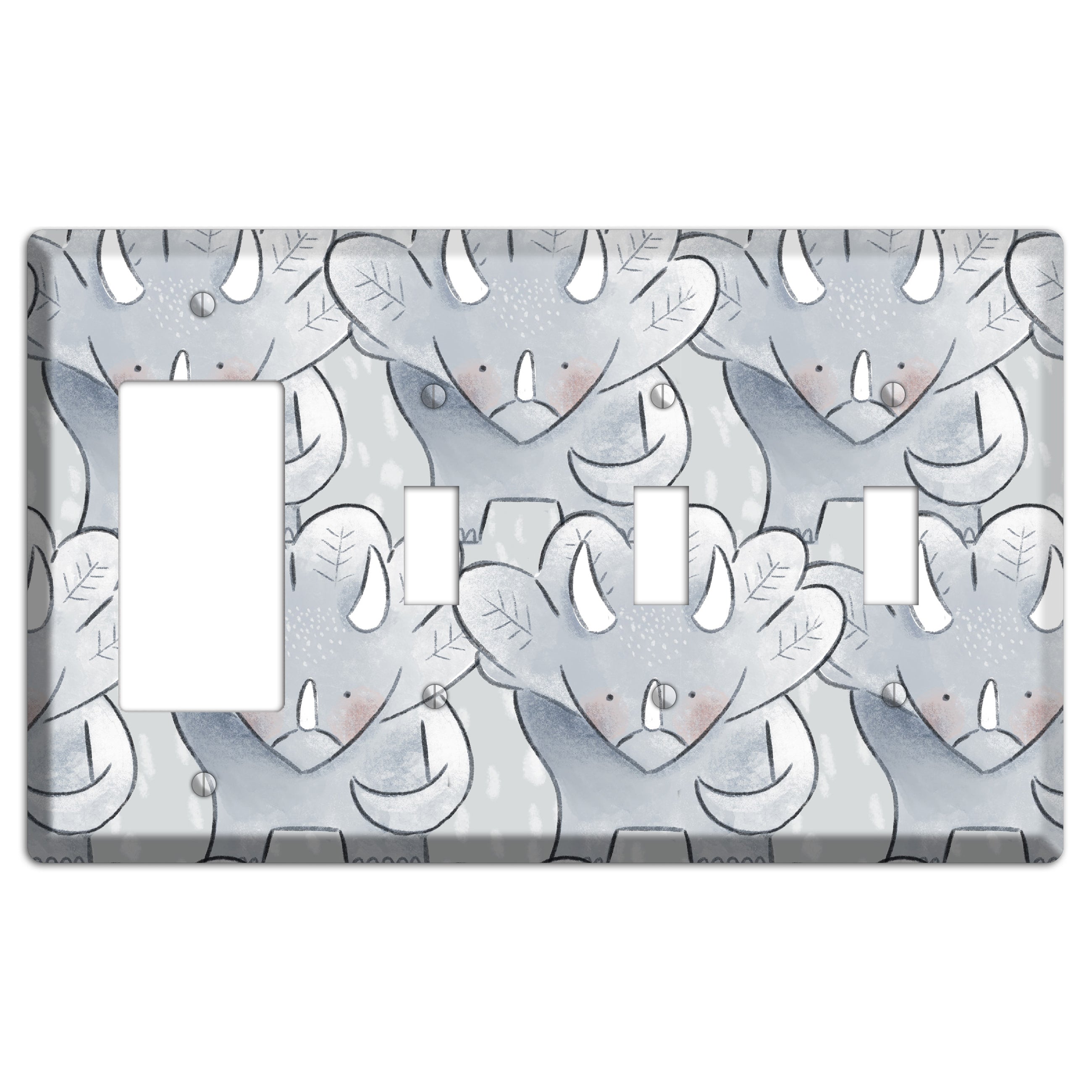 Triceratops Rocker / 3 Toggle Wallplate