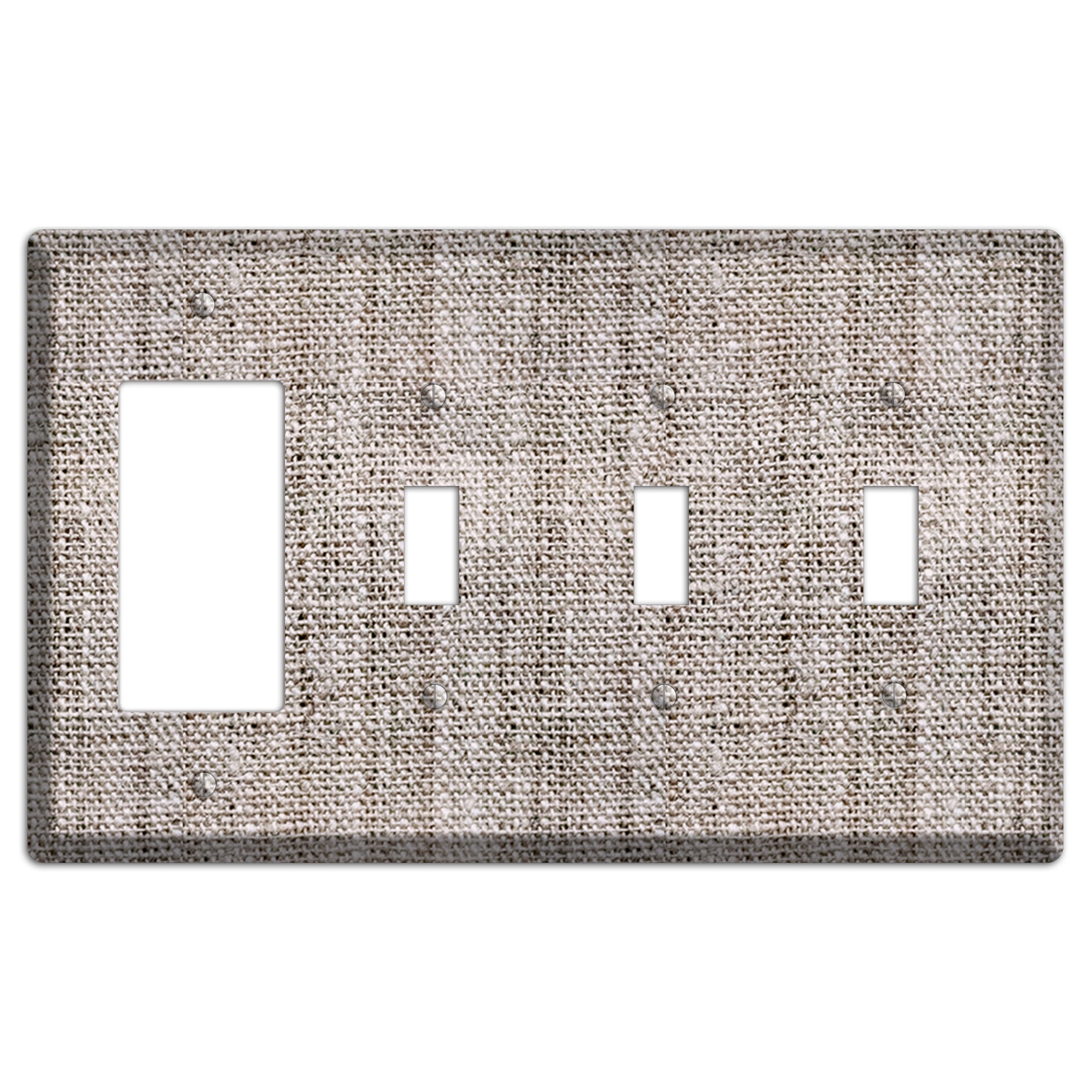 Natural Gray Burlap Rocker / 3 Toggle Wallplate