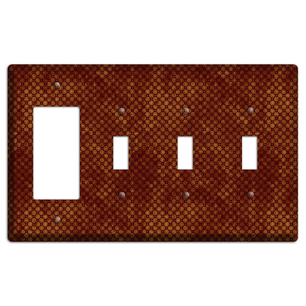 Maroon Tiny Circles Rocker / 3 Toggle Wallplate