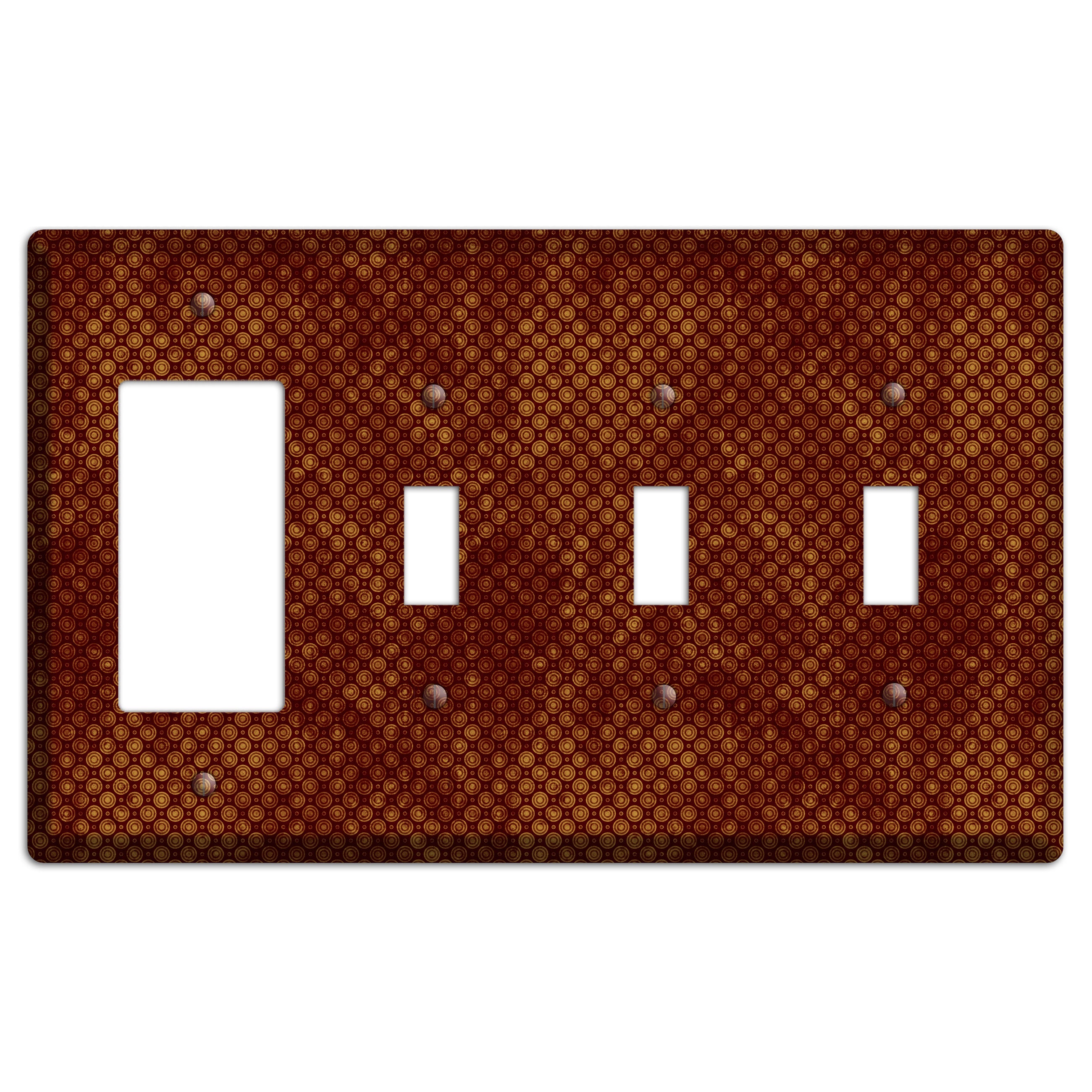 Maroon Tiny Circles Rocker / 3 Toggle Wallplate