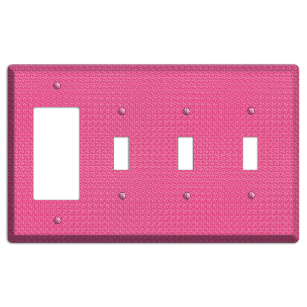 Tiny Pink Hearts Rocker / 3 Toggle Wallplate