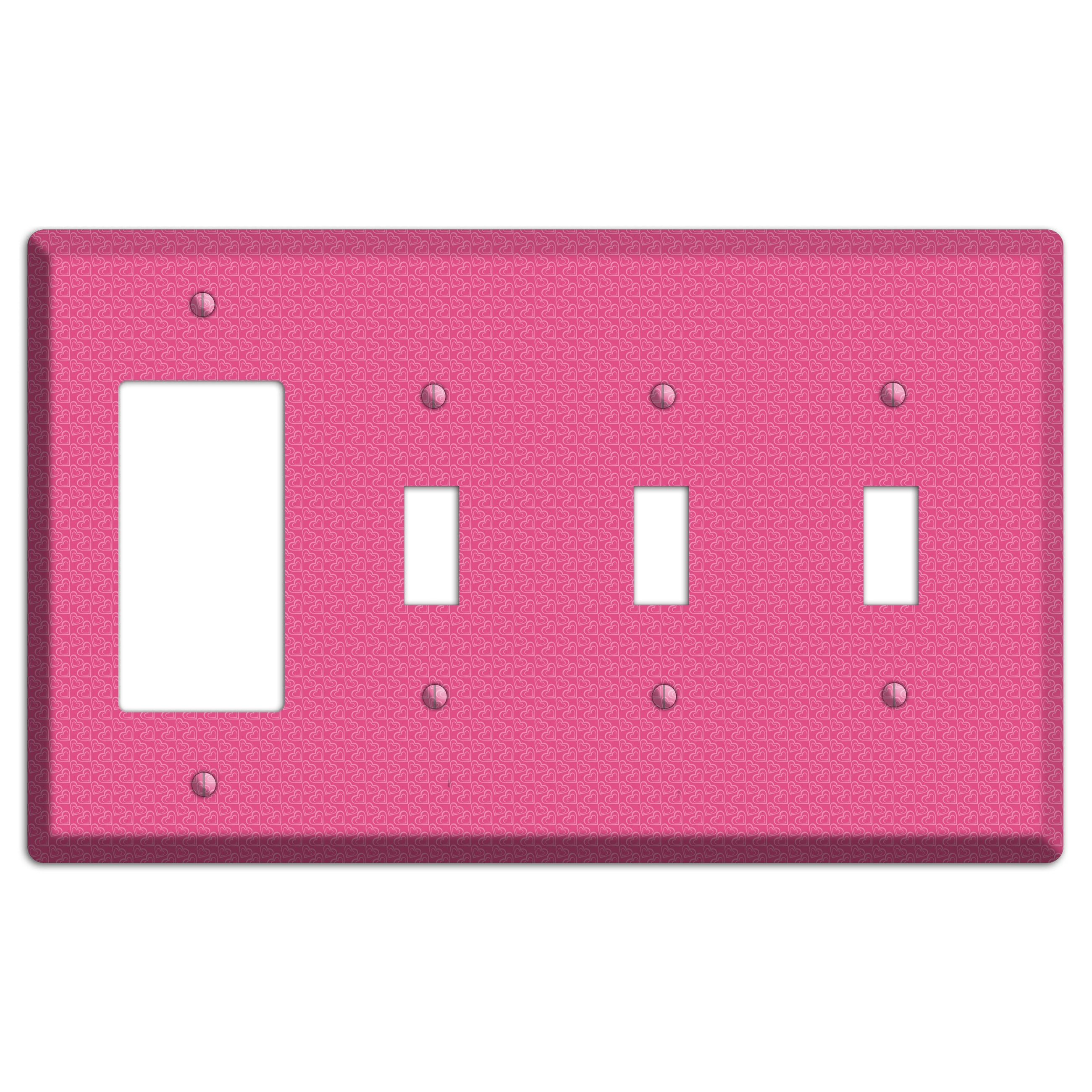 Tiny Pink Hearts Rocker / 3 Toggle Wallplate