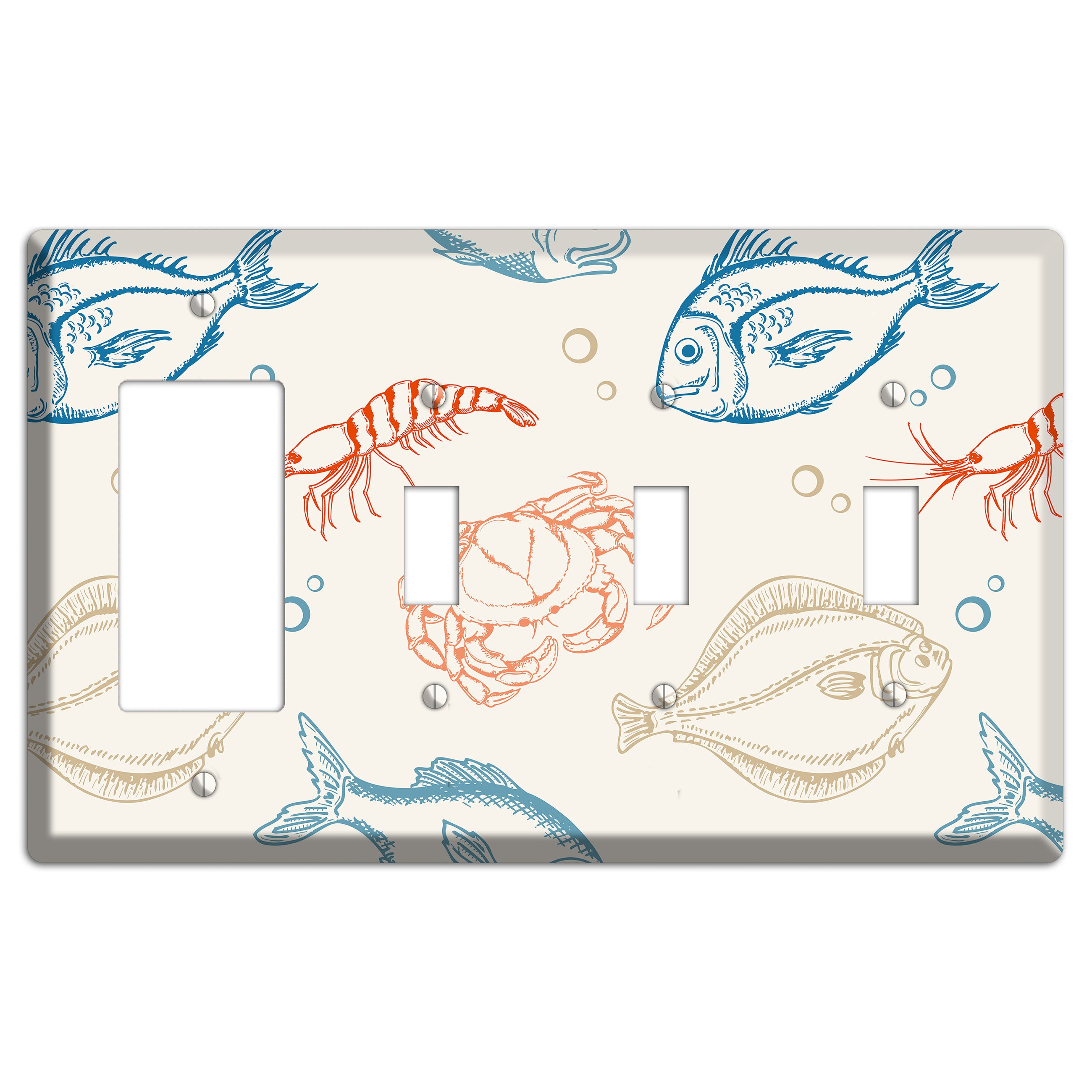 Mixed Sea Life Style 1 Rocker / 3 Toggle Wallplate