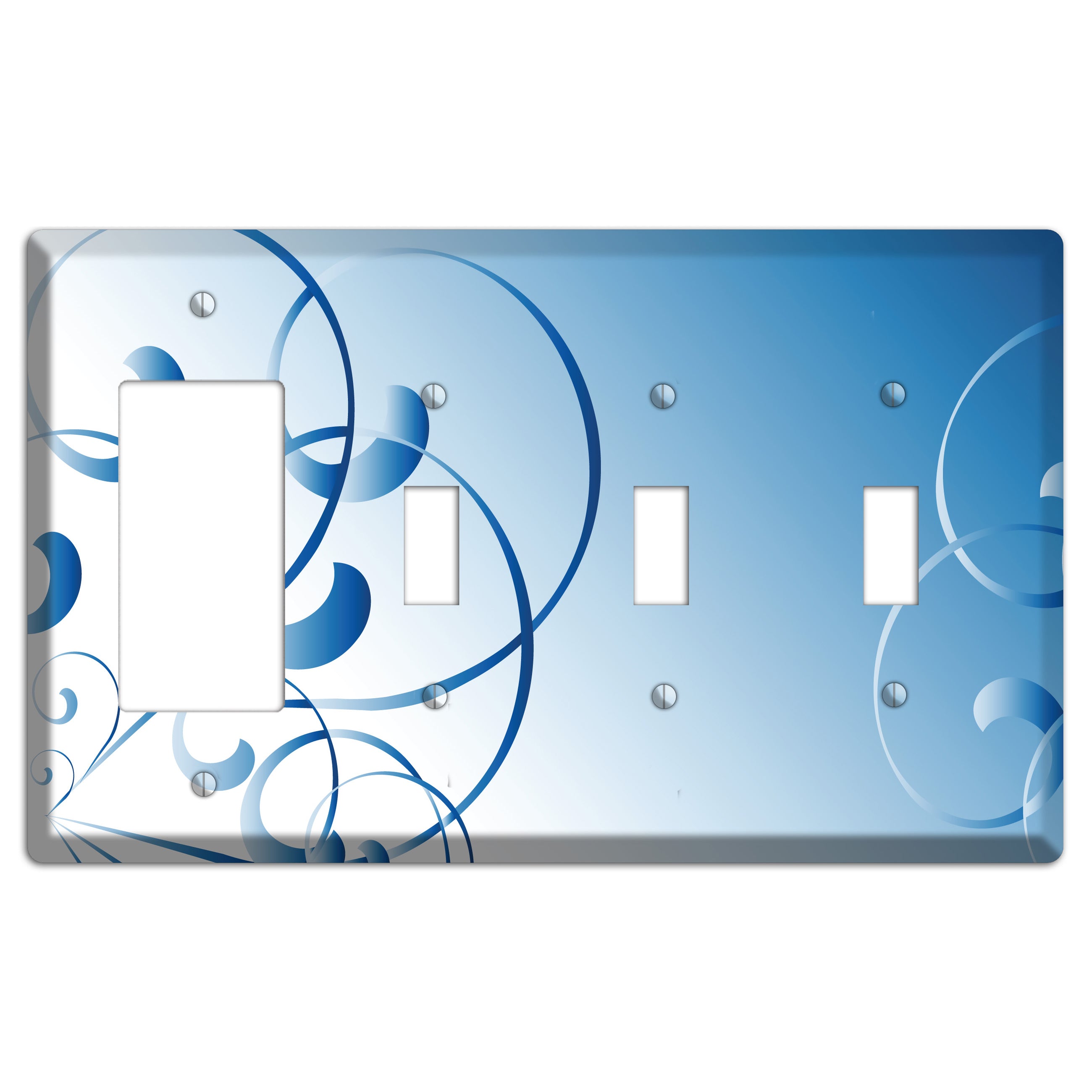 Blue Swoop Rocker / 3 Toggle Wallplate