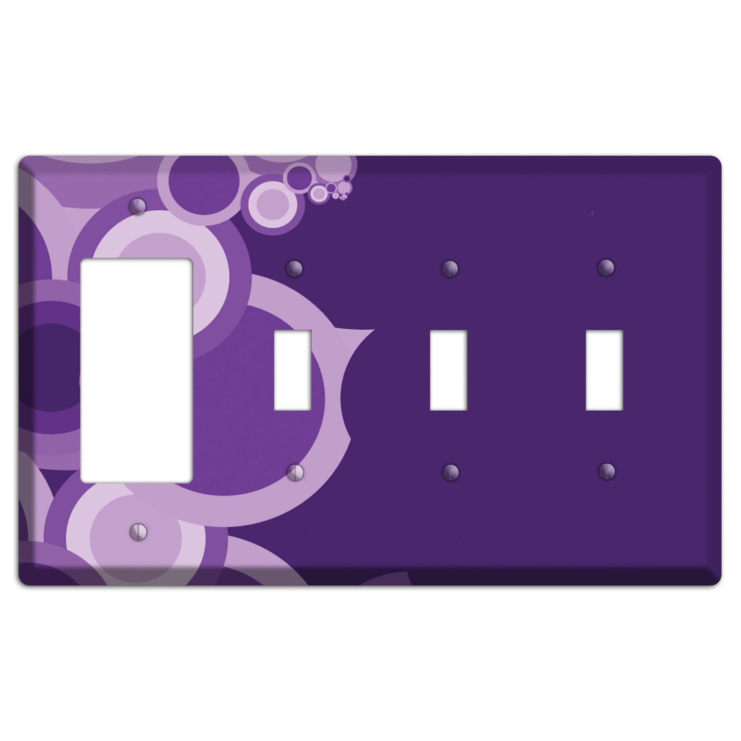 Purple Circles Rocker / 3 Toggle Wallplate