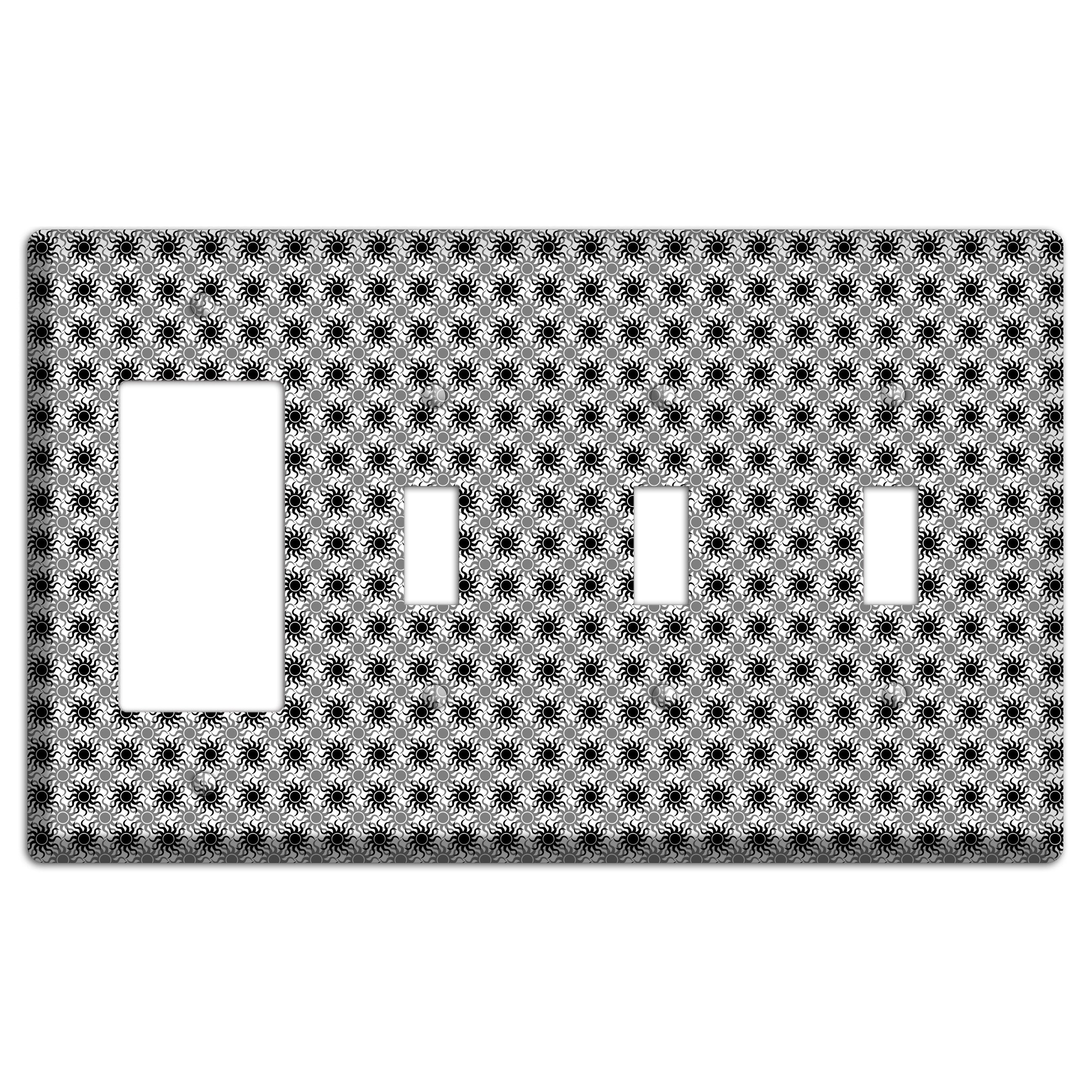Black and Grey Sun Contour Rocker / 3 Toggle Wallplate