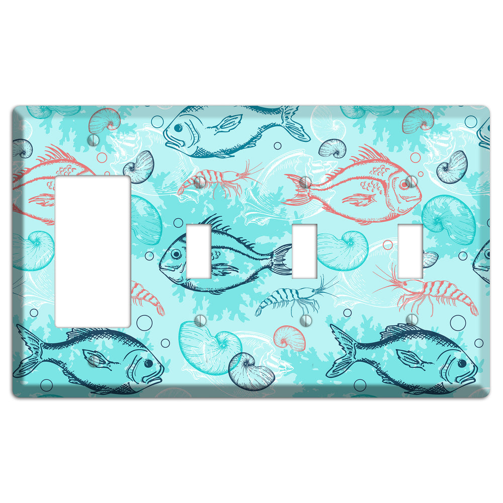 Mixed Sea Life Style 24 Rocker / 3 Toggle Wallplate