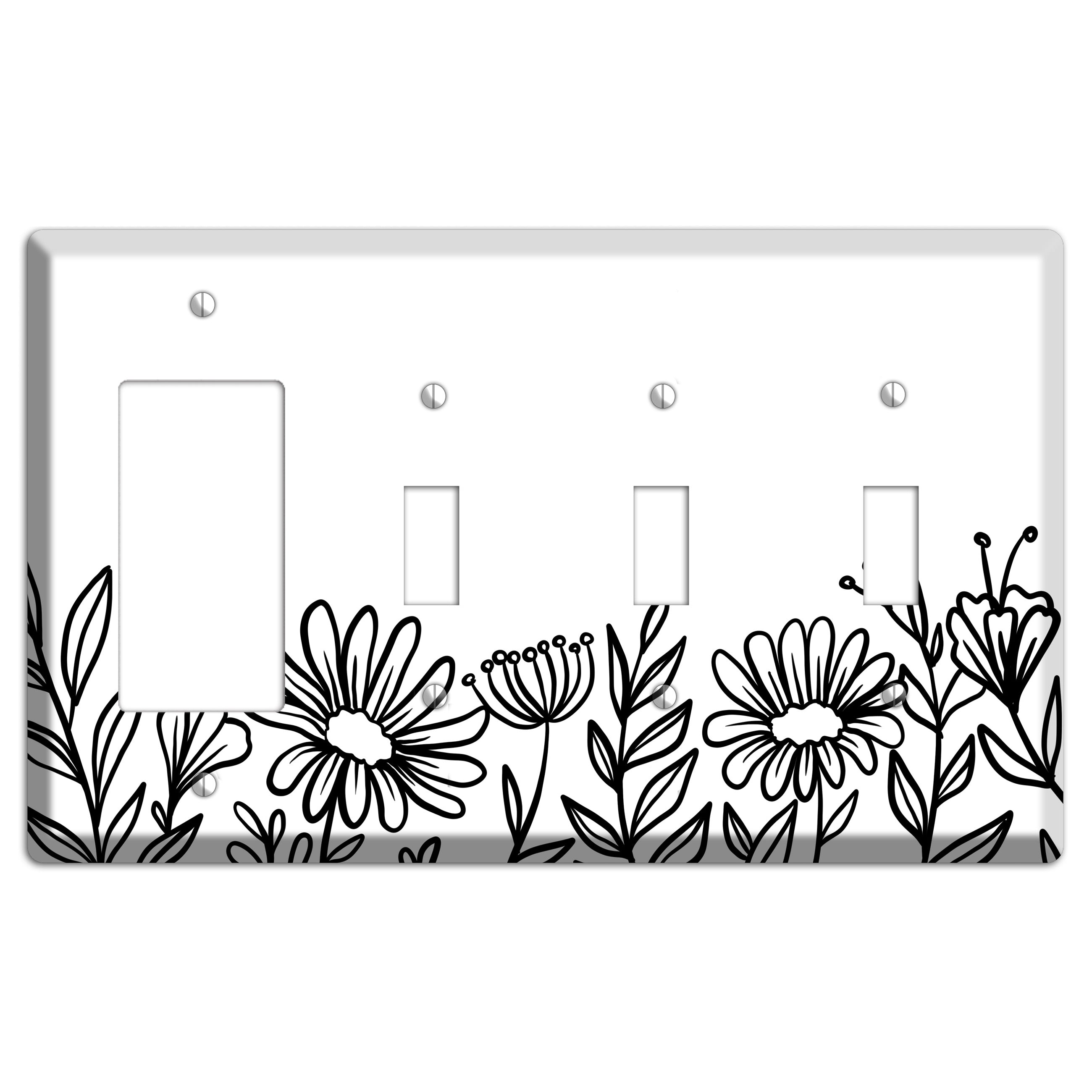 Hand-Drawn Floral 10 Rocker / 3 Toggle Wallplate