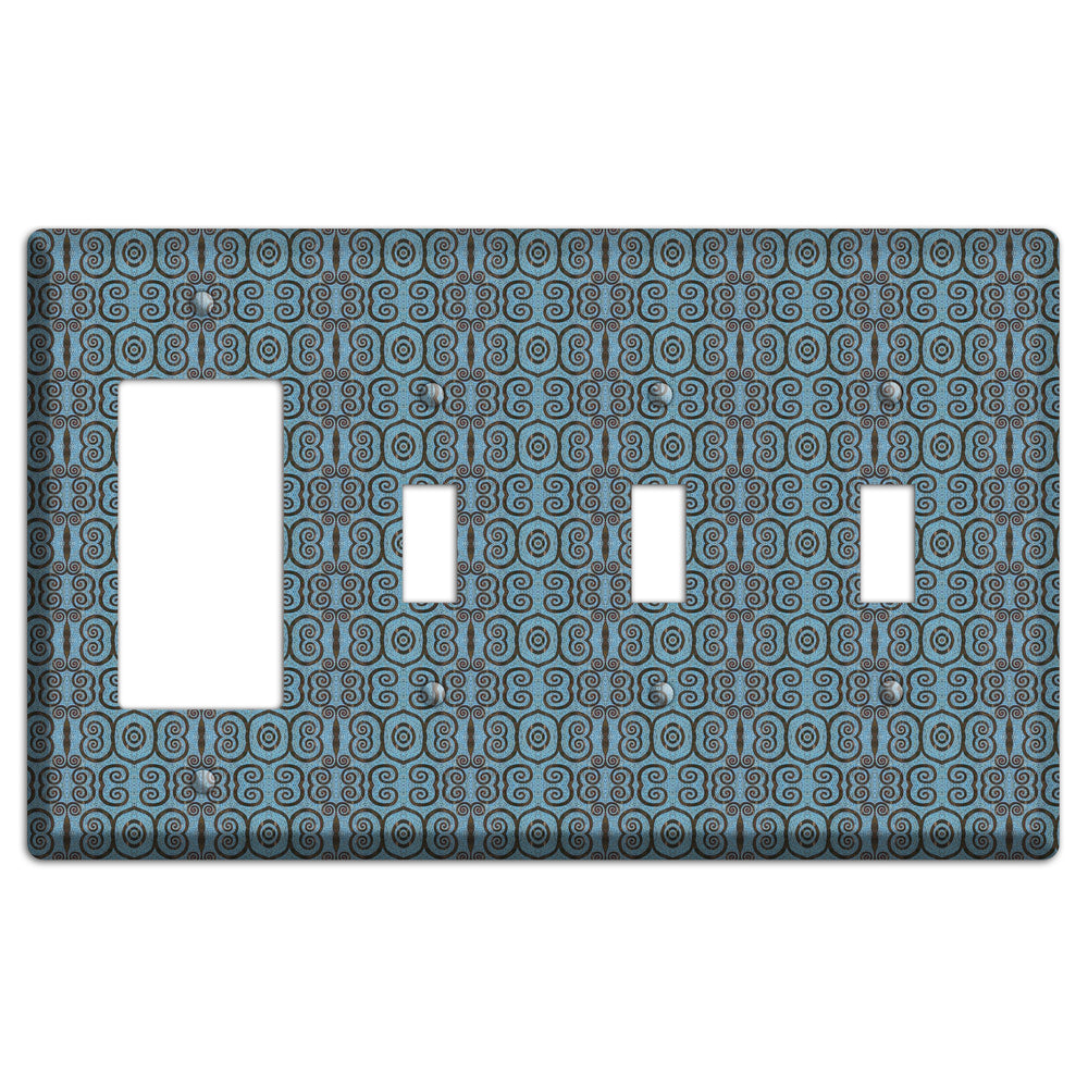Blue Tapestry Rocker / 3 Toggle Wallplate