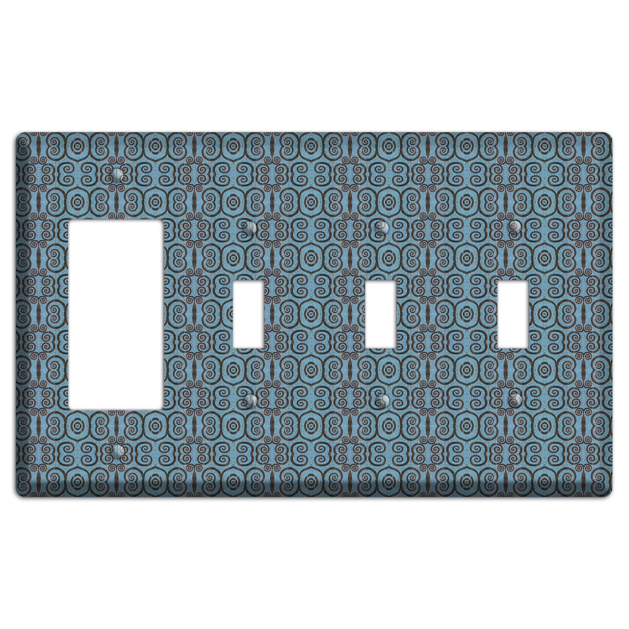 Blue Tapestry Rocker / 3 Toggle Wallplate