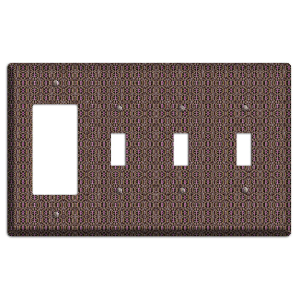 Brown Tapestry Rocker / 3 Toggle Wallplate