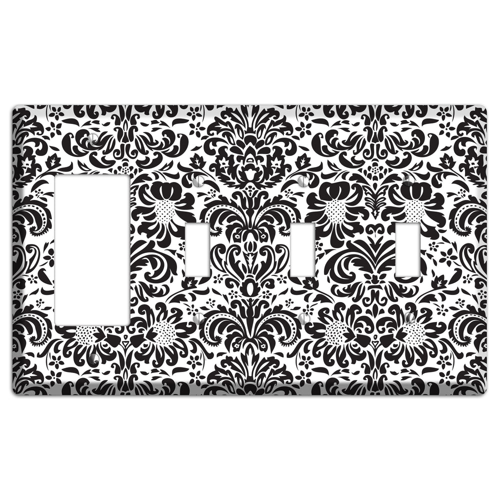 White with Black Toile Rocker / 3 Toggle Wallplate