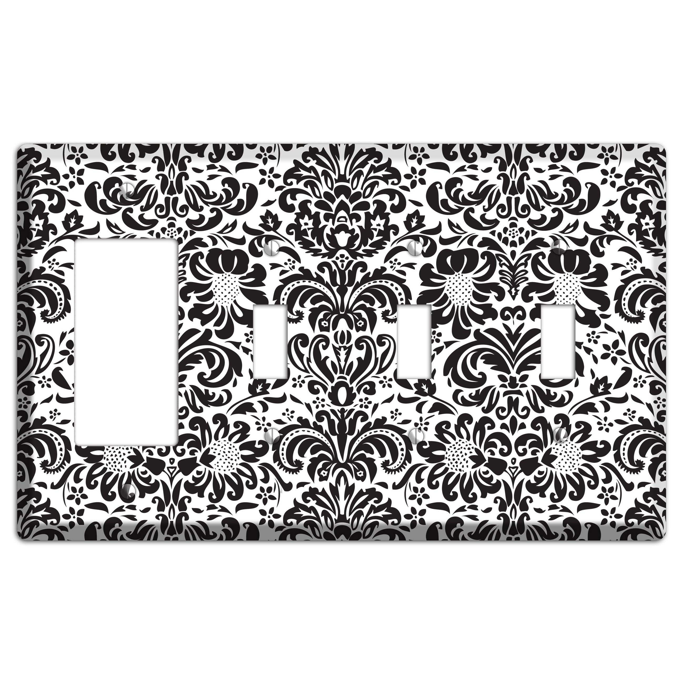 White with Black Toile Rocker / 3 Toggle Wallplate